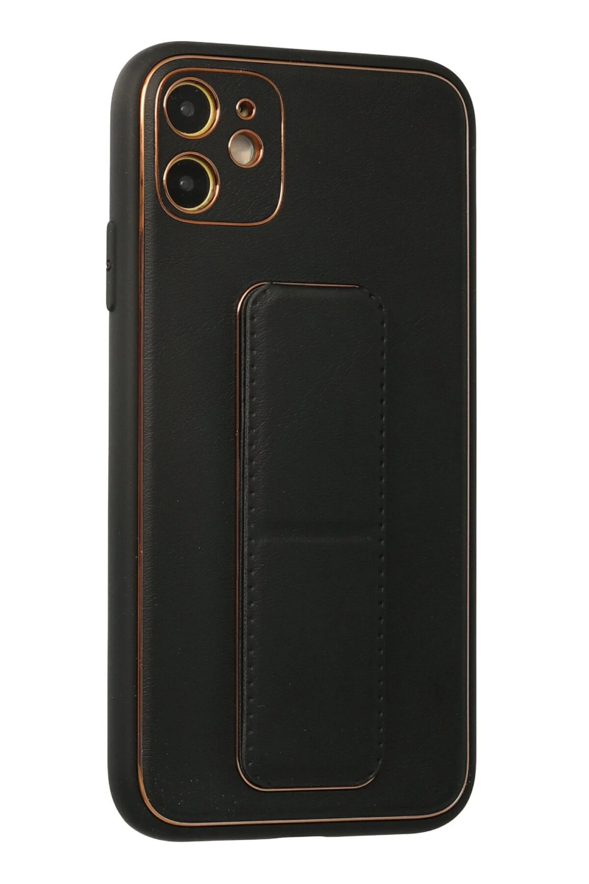 Newface iPhone 12 Kılıf Coco Deri Standlı Kapak - Siyah