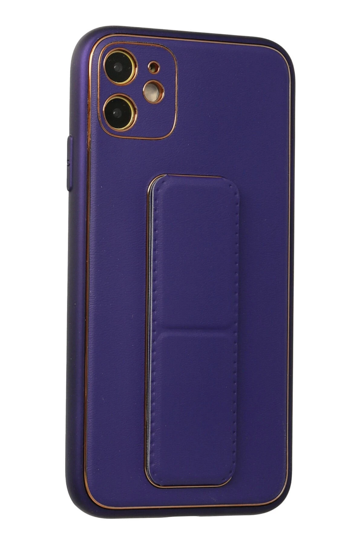 Newface iPhone 12 Kılıf Coco Deri Standlı Kapak - Mor