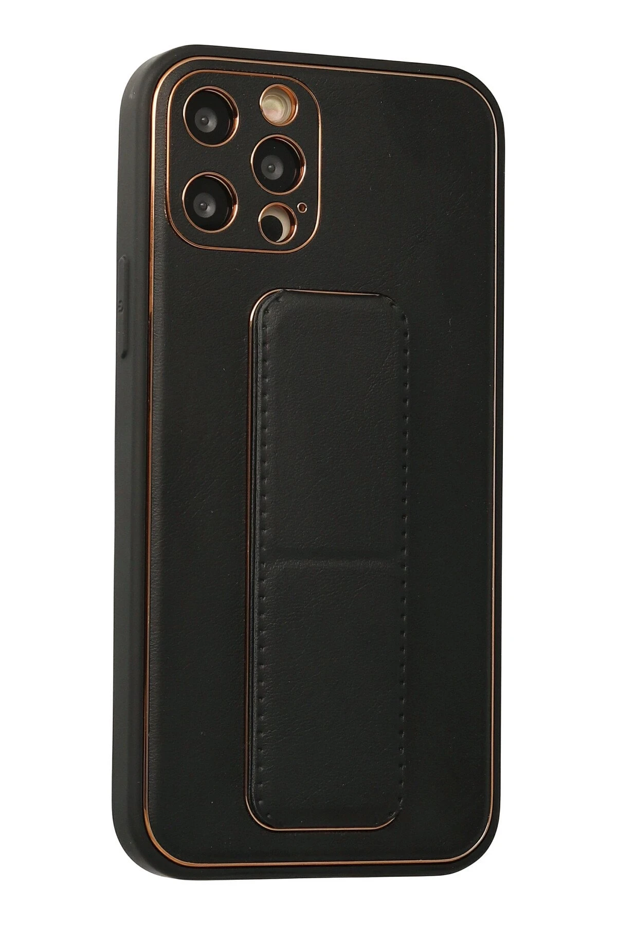 Newface iPhone 12 Pro Kılıf Coco Deri Standlı Kapak - Siyah