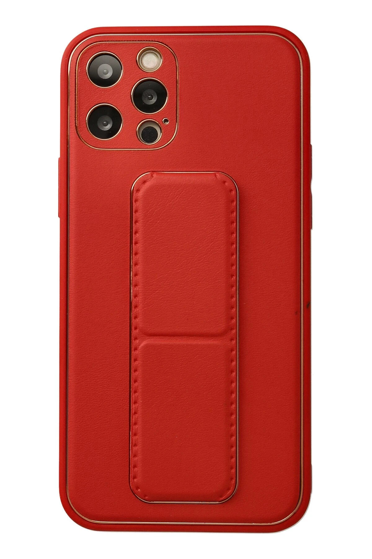 Newface iPhone 12 Pro Kılıf Coco Deri Standlı Kapak - Kırmızı