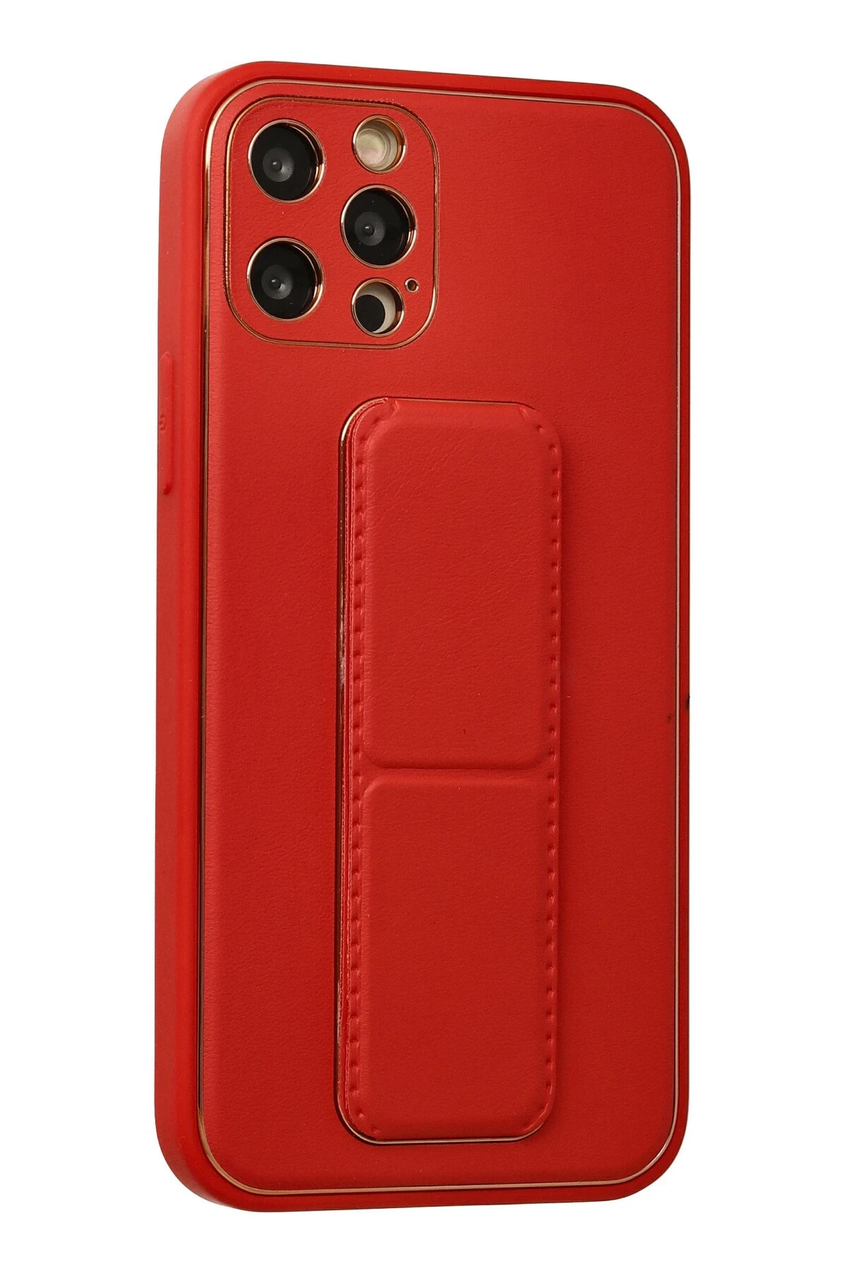 Newface iPhone 12 Pro Kılıf Coco Deri Standlı Kapak - Kırmızı
