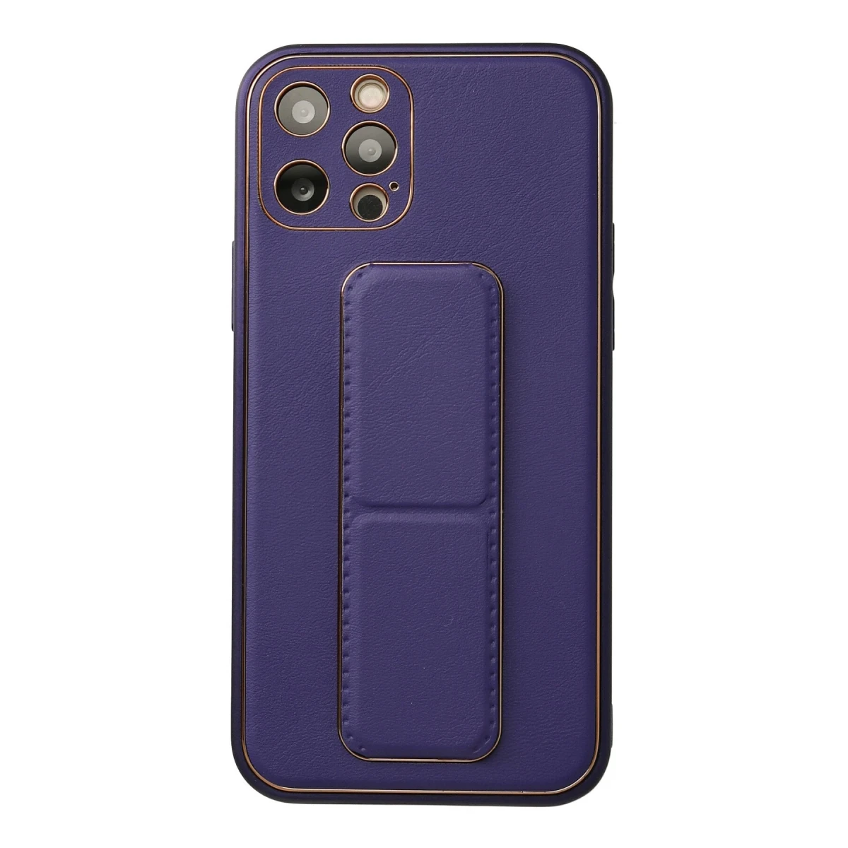 Newface Apple iPhone 12 Pro Kılıf Coco Deri Standlı Kapak - Mor