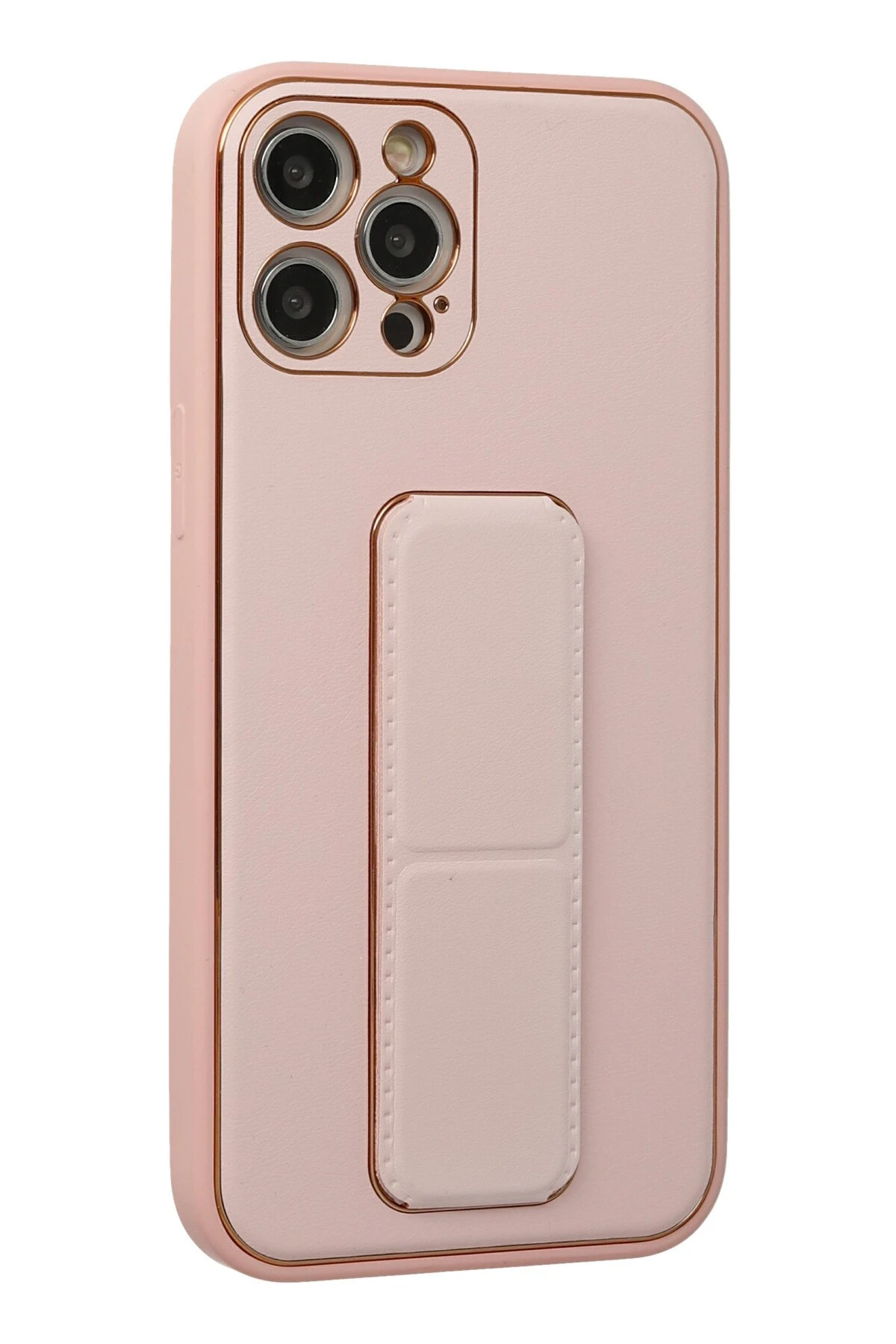 Newface iPhone 12 Pro Kılıf Coco Deri Standlı Kapak - Pembe