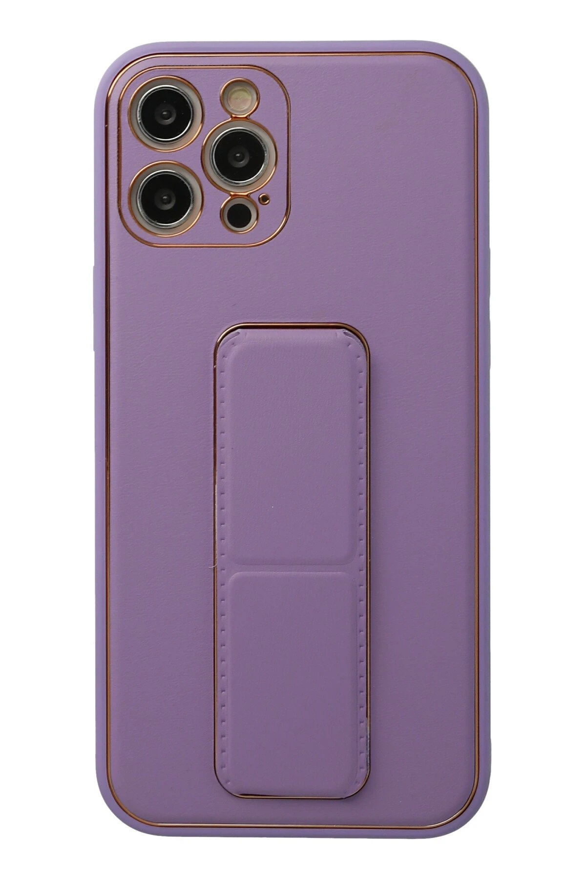 Newface iPhone 12 Pro Kılıf Coco Deri Standlı Kapak - Lila