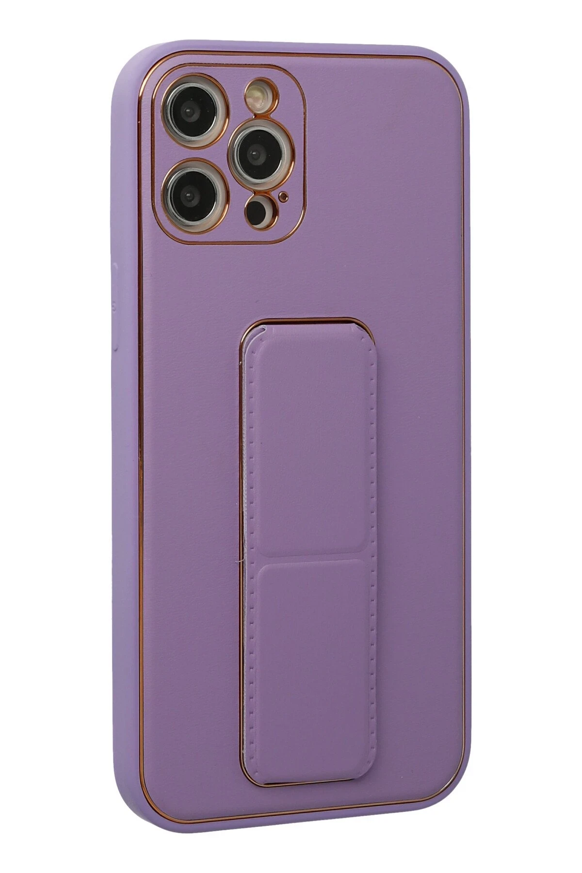 Newface iPhone 12 Pro Kılıf Coco Deri Standlı Kapak - Lila