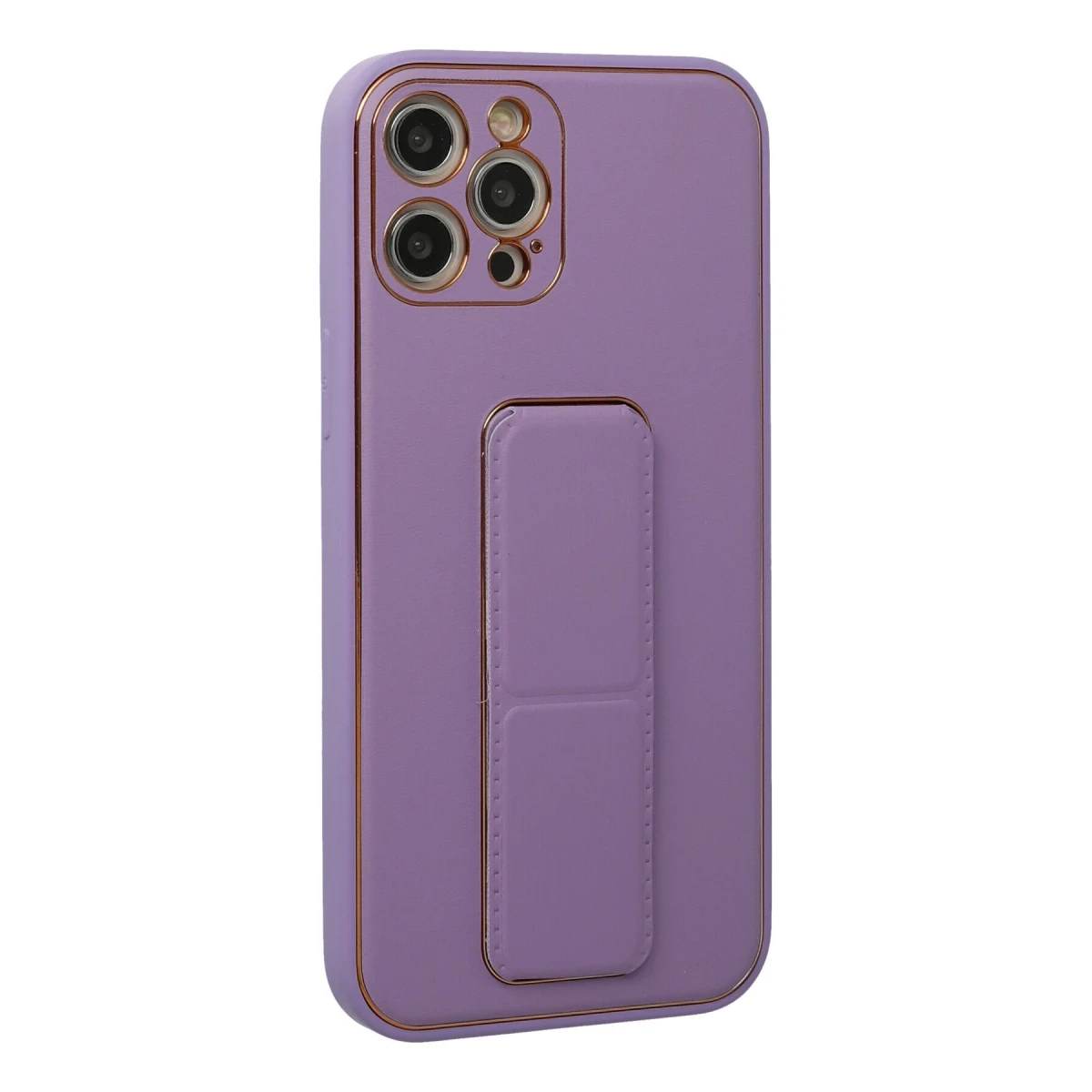 Newface Apple iPhone 12 Pro Kılıf Coco Deri Standlı Kapak - Lila