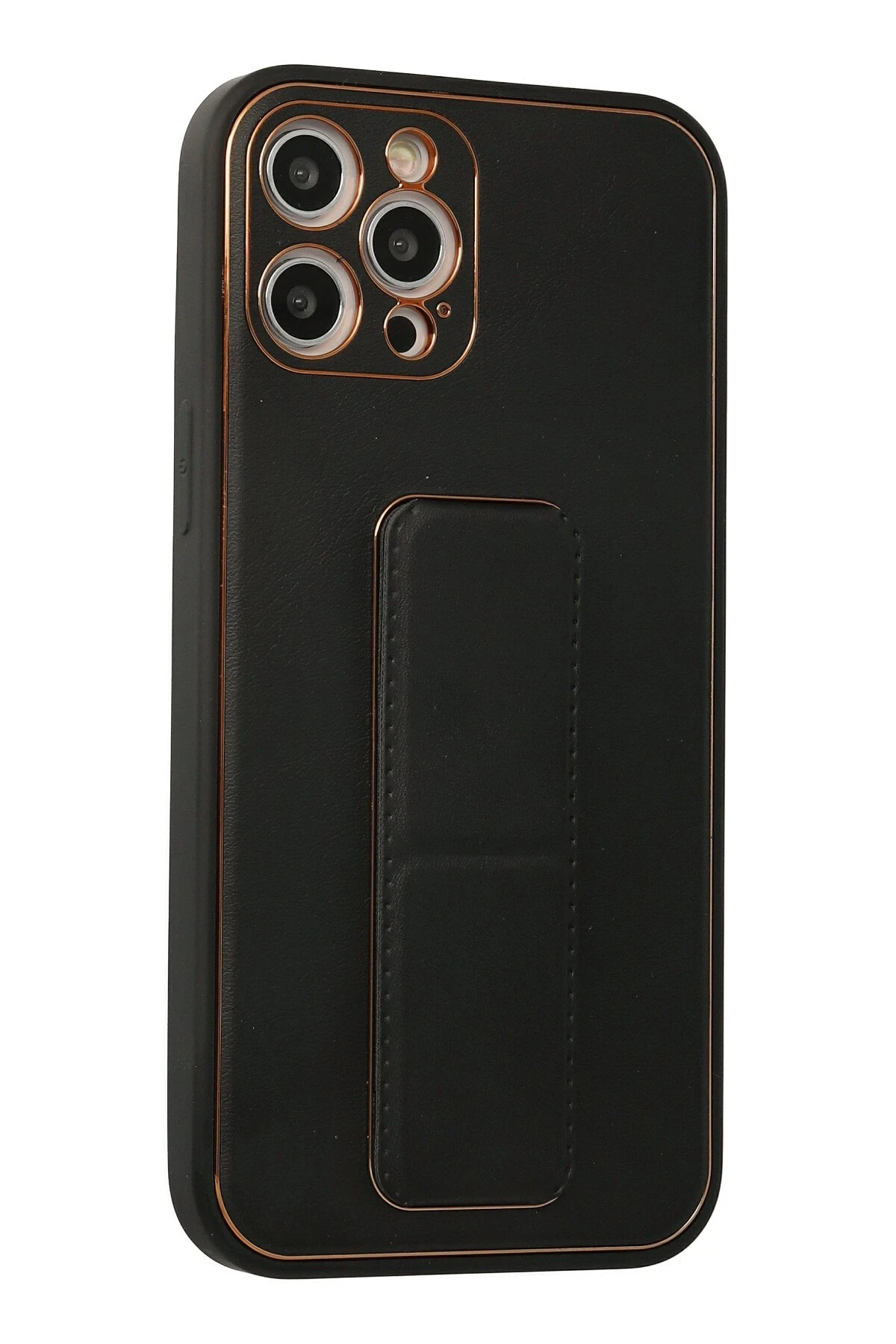 Newface Apple iPhone 12 Pro Max Kılıf Coco Deri Standlı Kapak - Siyah — görsel 2