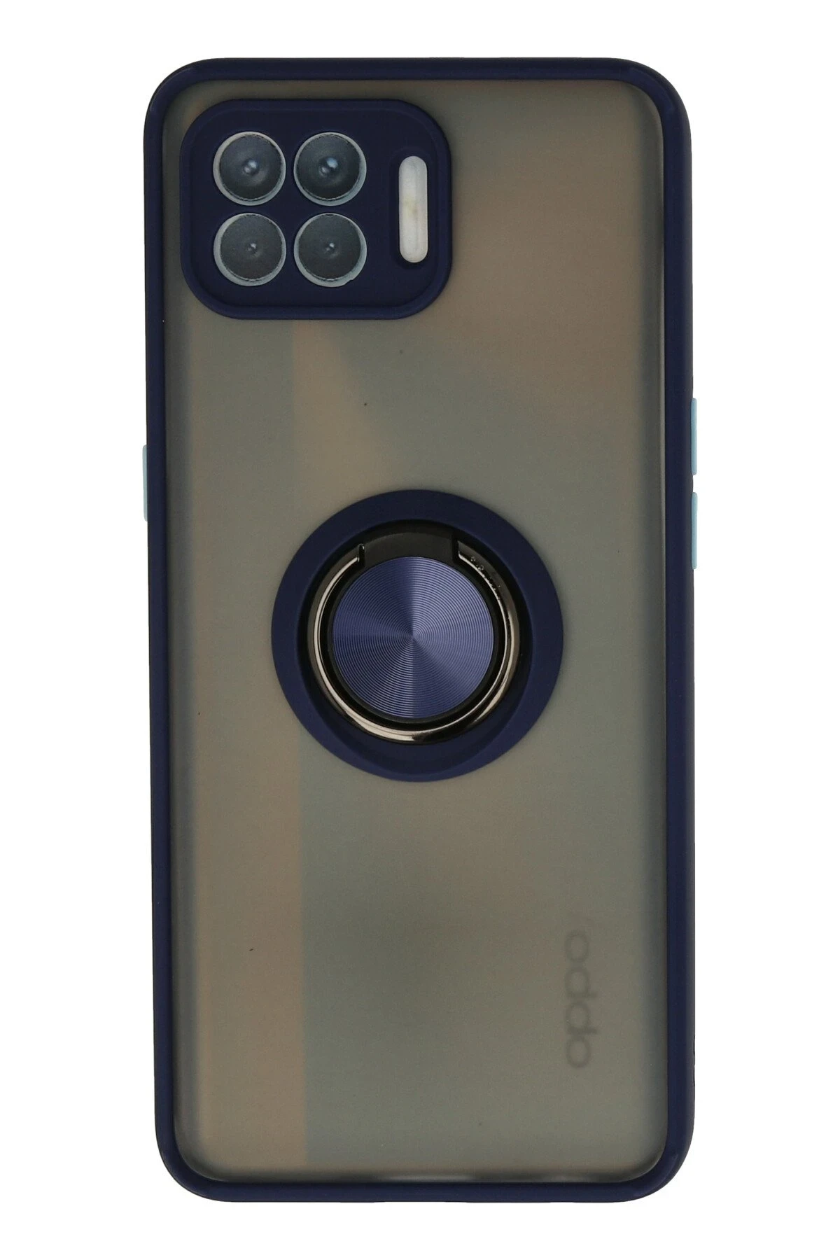Newface Oppo Reno 4 Lite Kılıf Montreal Yüzüklü Silikon Kapak - Lacivert