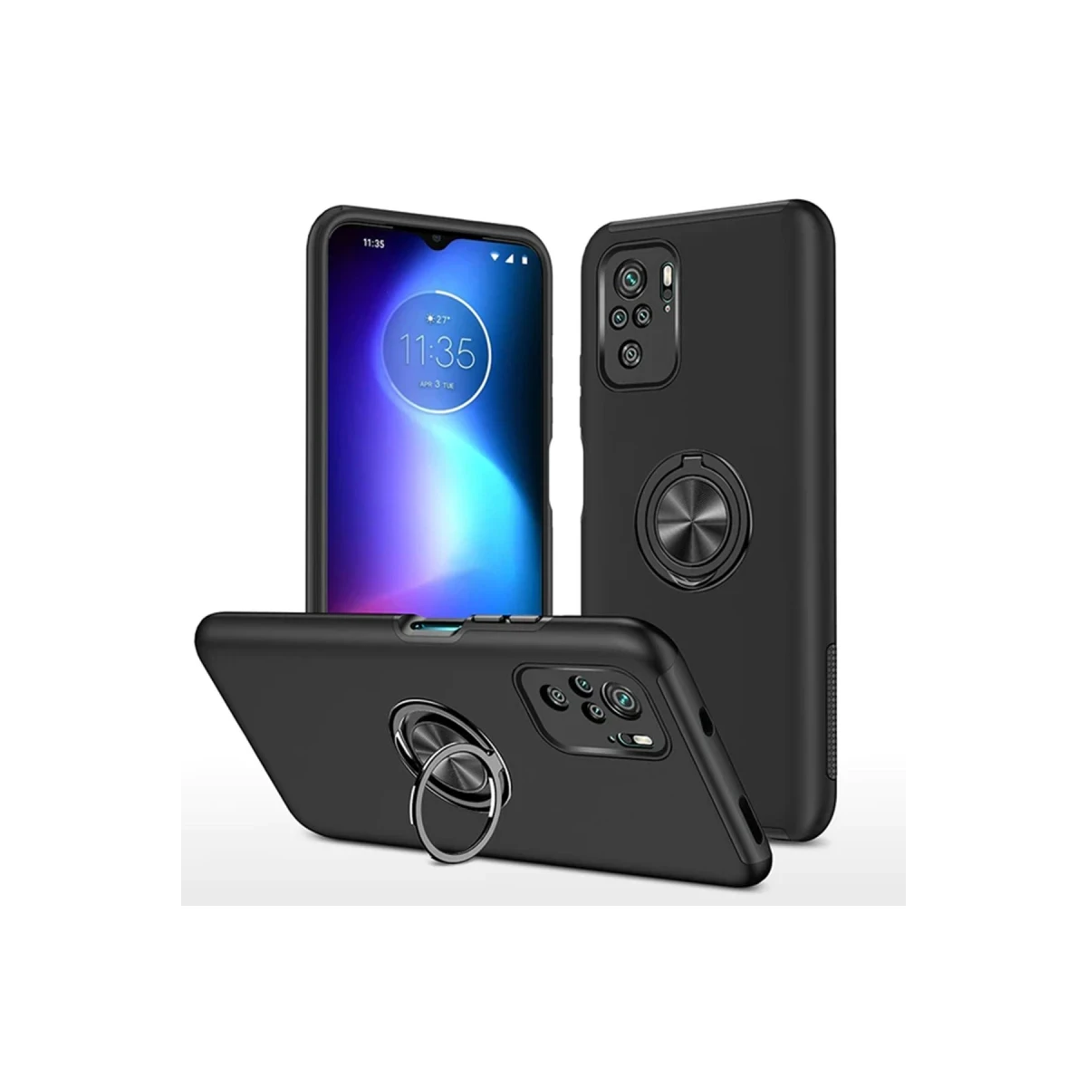 Newface Xiaomi Poco F3 Kılıf Elit Yüzüklü Kapak - Siyah — görsel 2
