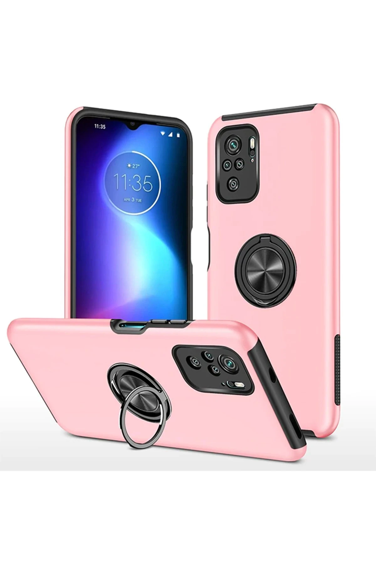 Newface Xiaomi Poco F3 Kılıf Elit Yüzüklü Kapak - Pembe