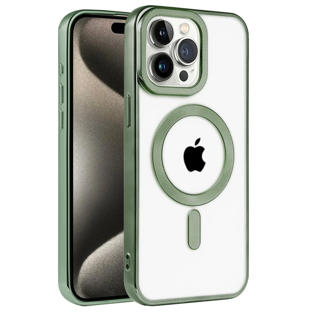 Newface Apple iPhone 14 Pro Max Kılıf Kronos Magsafe Kapak - Koyu Yeşil