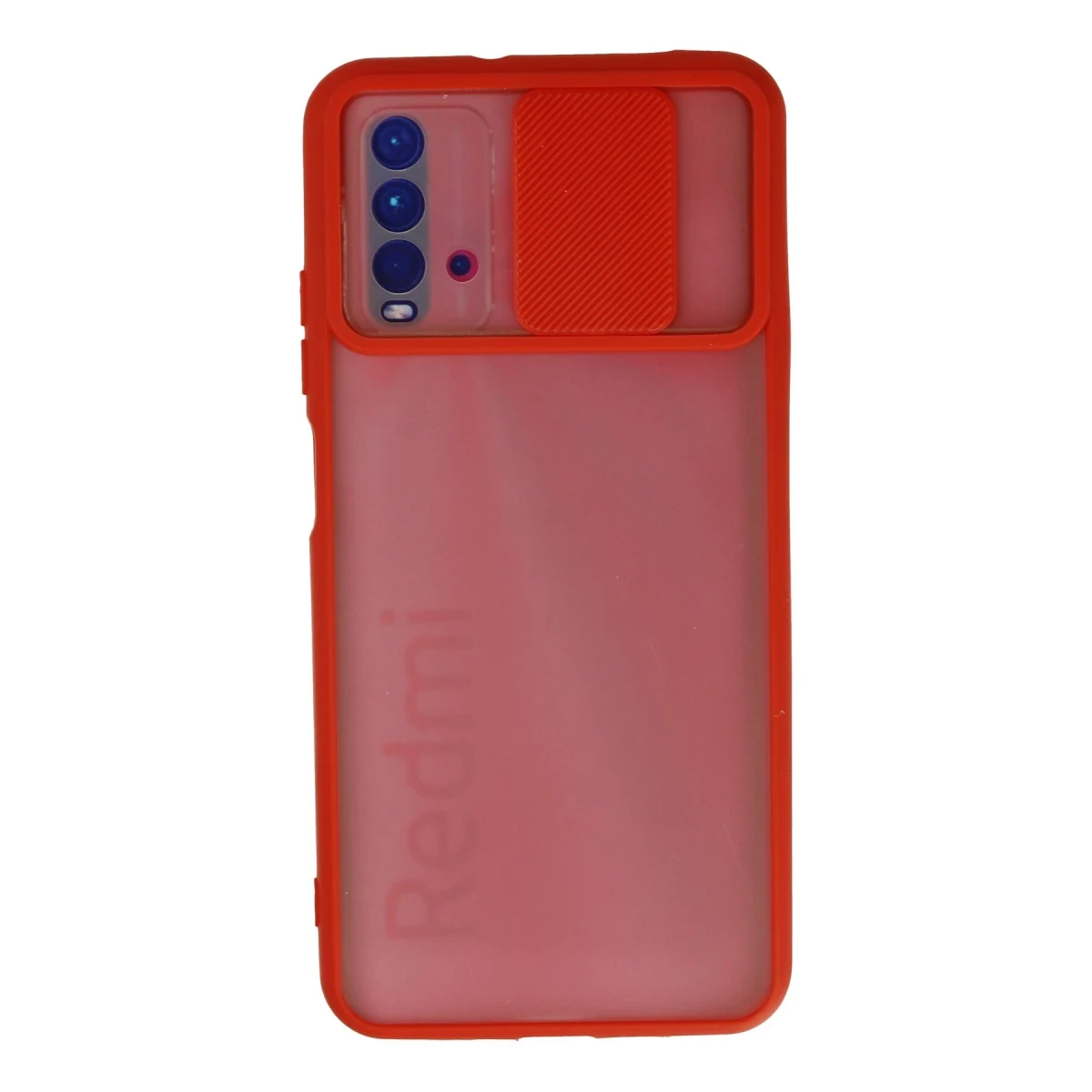 Newface Xiaomi Redmi 9T Kılıf Palm Buzlu Kamera Sürgülü Silikon - Kırmızı