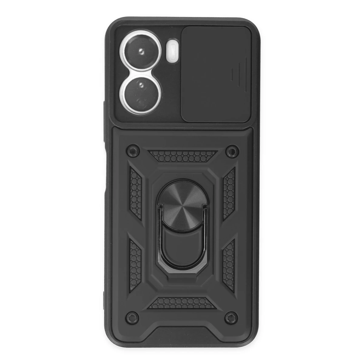 Newface Vivo Y16 Kılıf Pars Lens Yüzüklü Silikon - Siyah — görsel 6