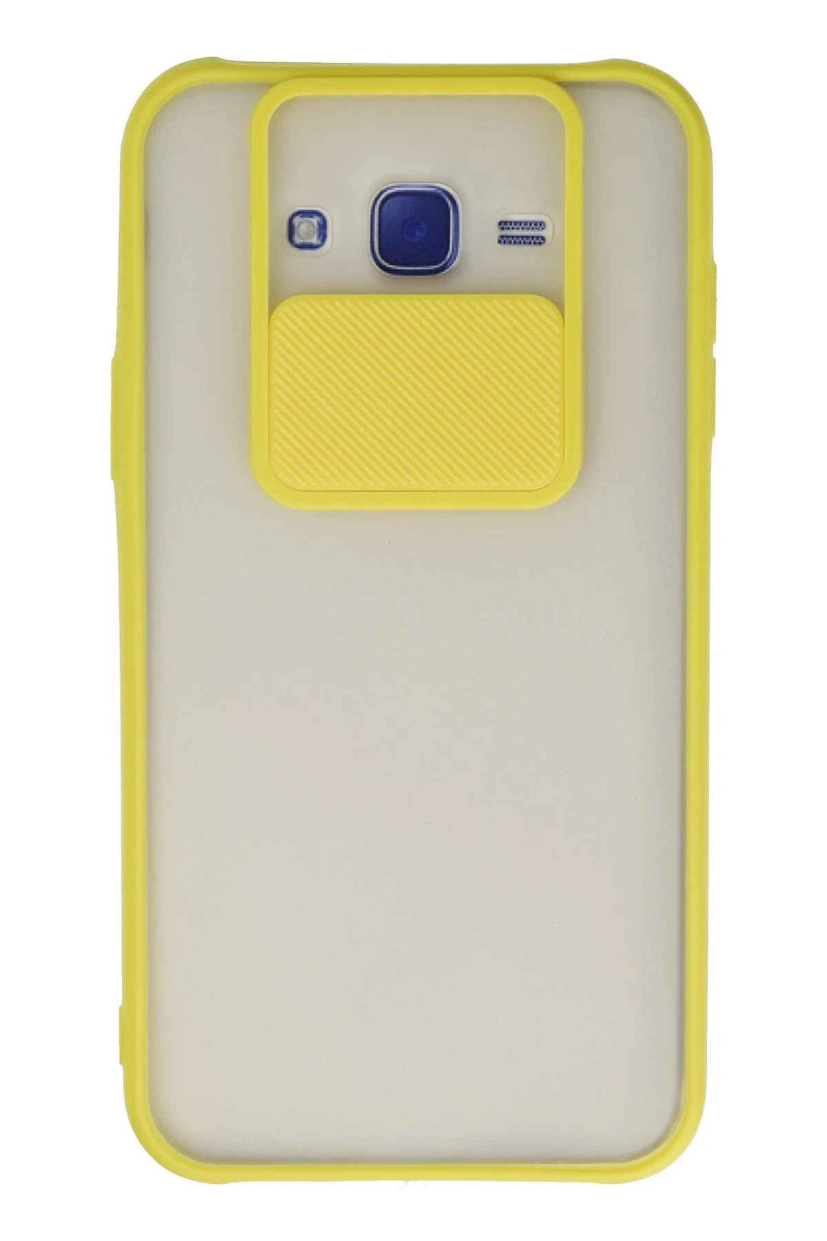 Newface Samsung Galaxy J7 Kılıf Palm Buzlu Kamera Sürgülü Silikon - Sarı
