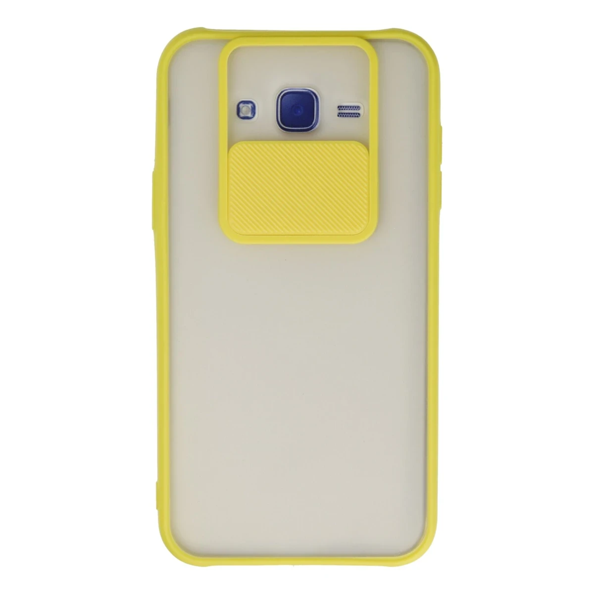 Newface Samsung Galaxy J7 Kılıf Palm Buzlu Kamera Sürgülü Silikon - Sarı
