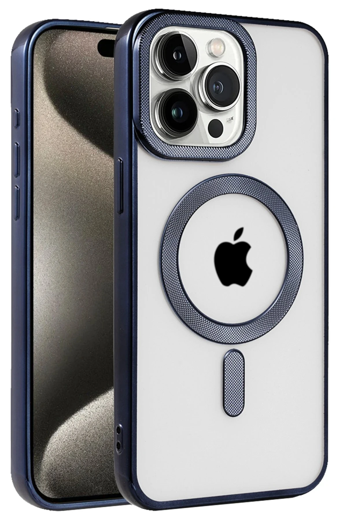 Newface iPhone 15 Pro Kılıf Kronos Magsafe Kapak - Lacivert