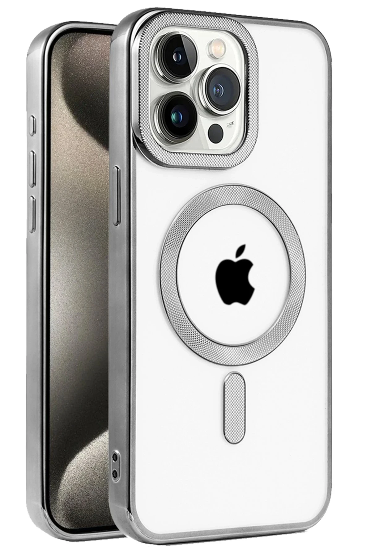 Newface iPhone 15 Pro Kılıf Kronos Magsafe Kapak - Titanyum Gri