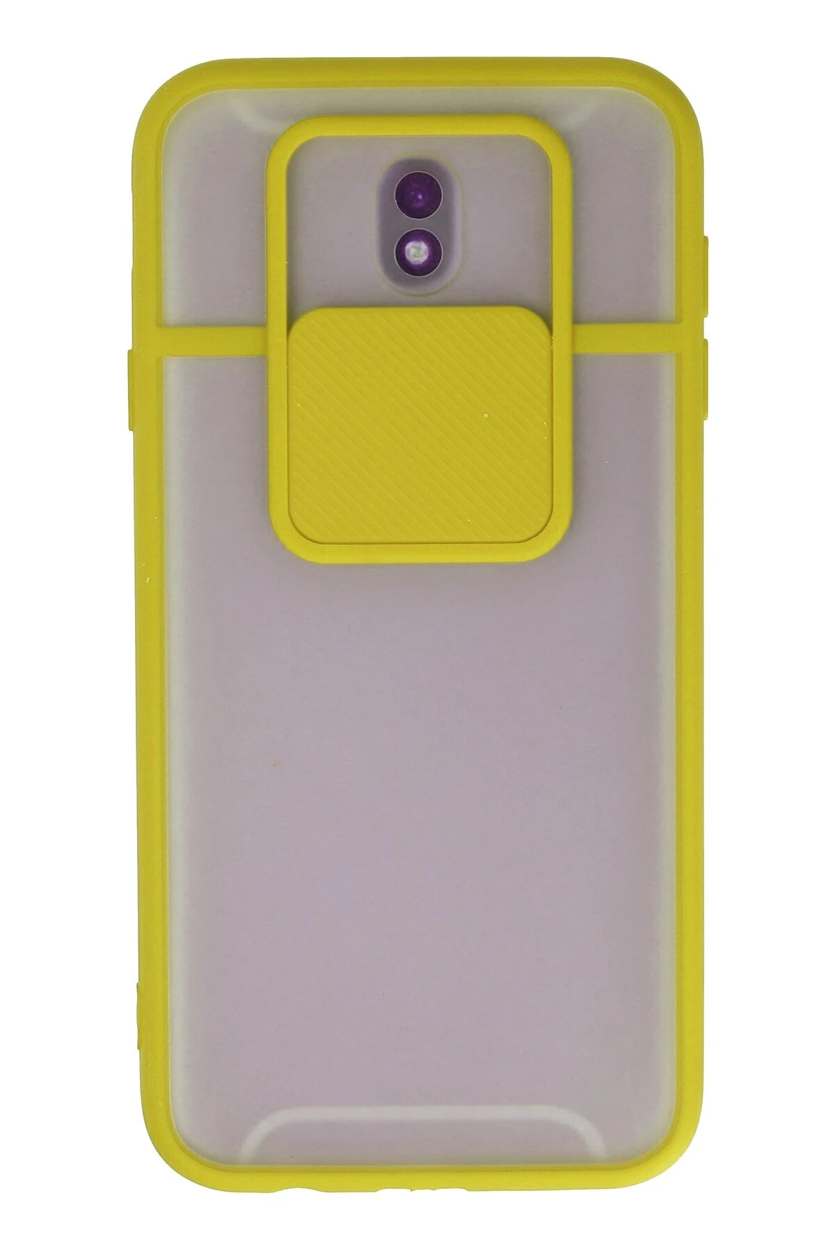 Newface Samsung Galaxy J7 Pro / J730 Kılıf Palm Buzlu Kamera Sürgülü Silikon - Sarı