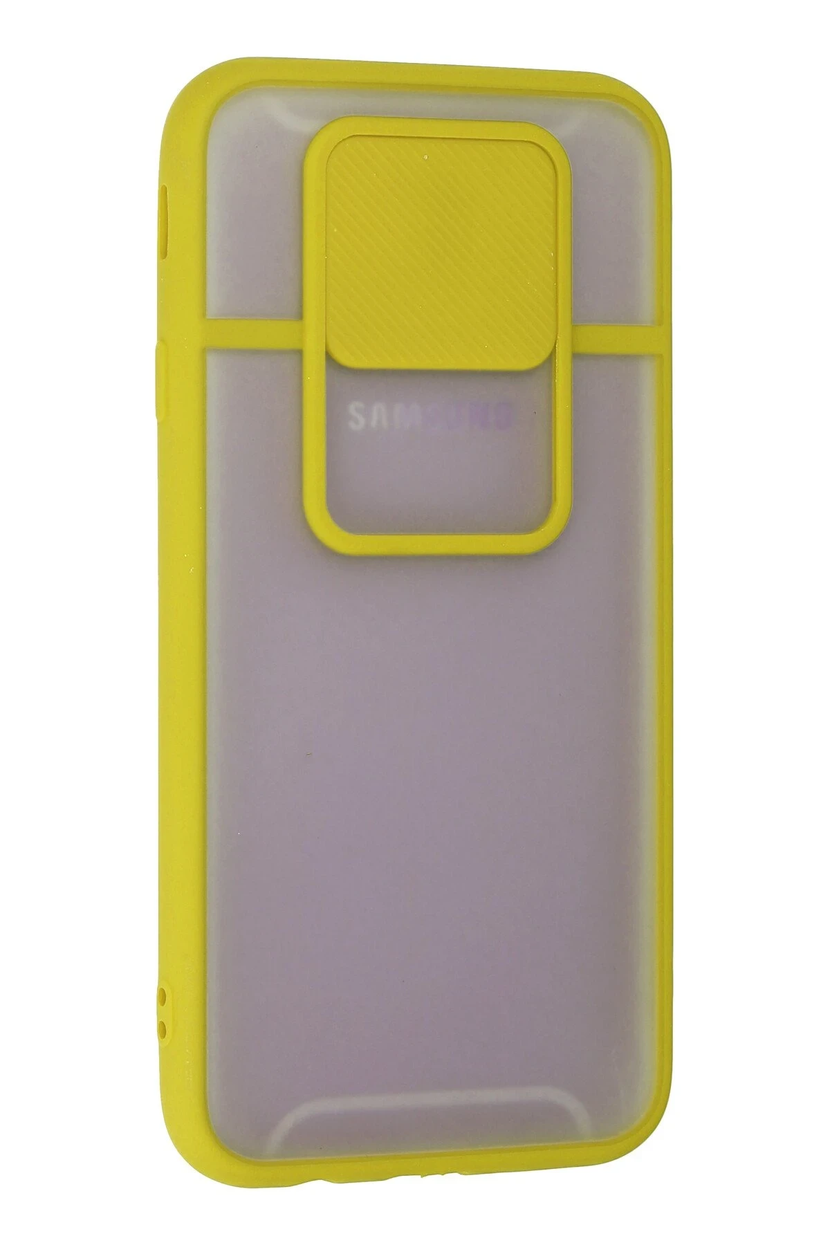 Newface Samsung Galaxy J7 Pro / J730 Kılıf Palm Buzlu Kamera Sürgülü Silikon - Sarı
