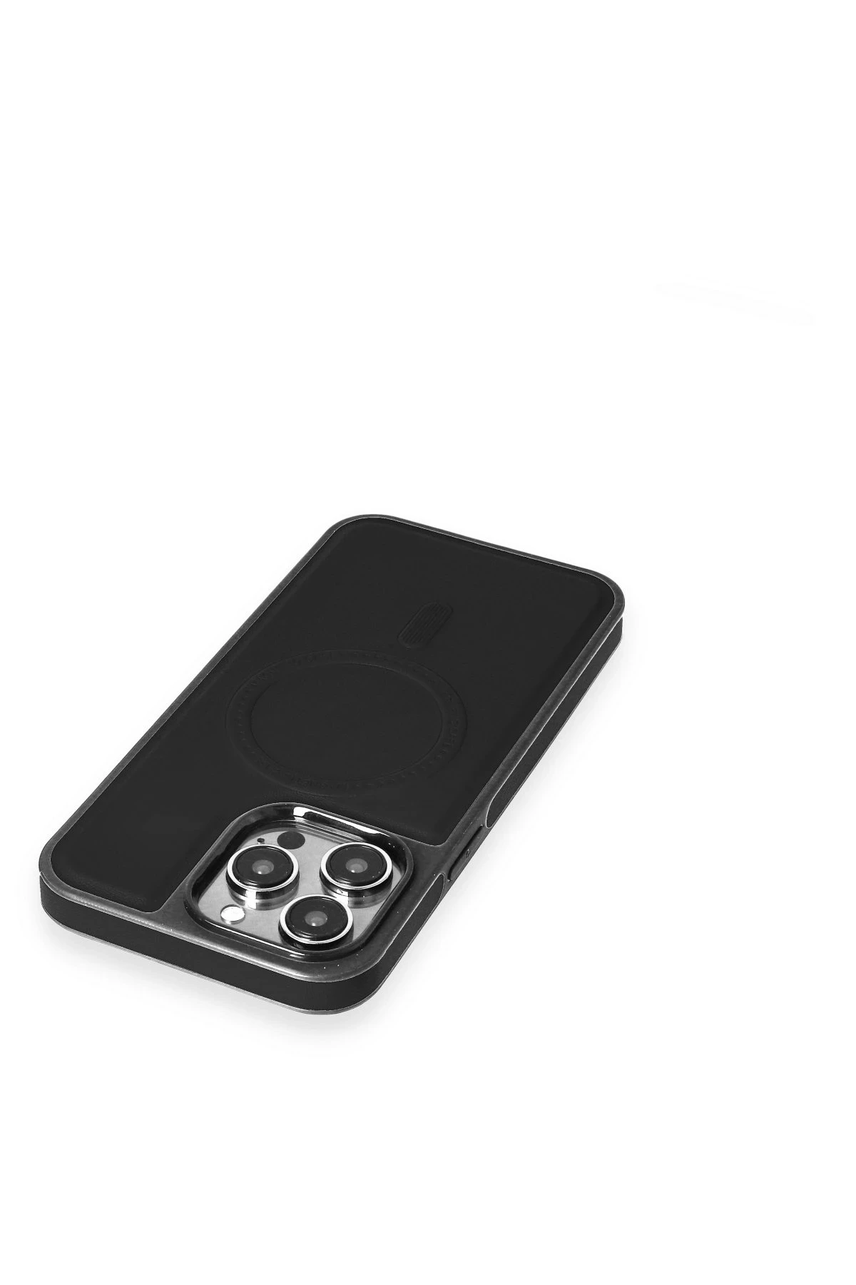 Newface Apple iPhone 15 Pro Kılıf Ozzi Magsafe Deri Kapak - Siyah — görsel 6