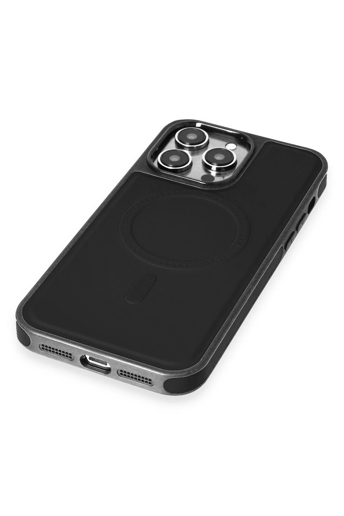 Newface Apple iPhone 15 Pro Kılıf Ozzi Magsafe Deri Kapak - Siyah — görsel 7