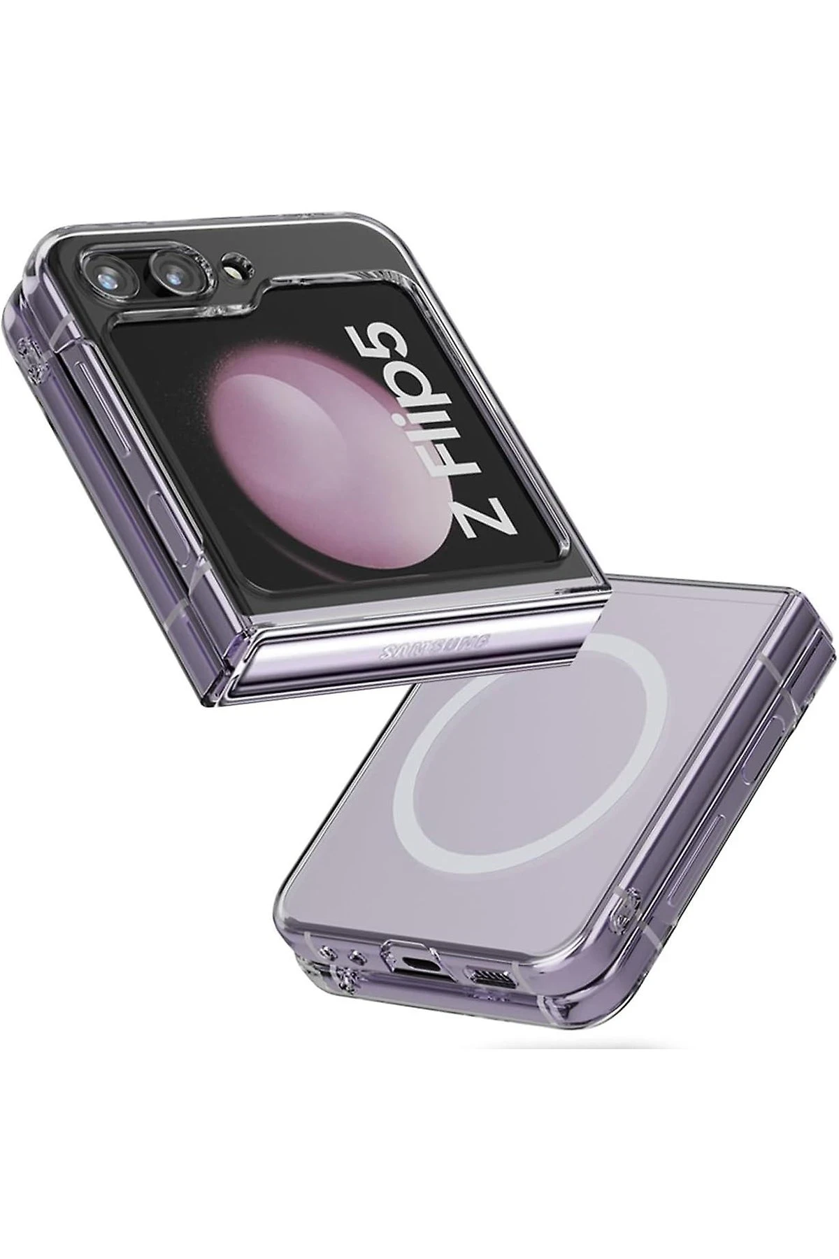 Newface Samsung Galaxy Z Flip 5 Kılıf Magneticsafe Şeffaf Silikon - Şeffaf