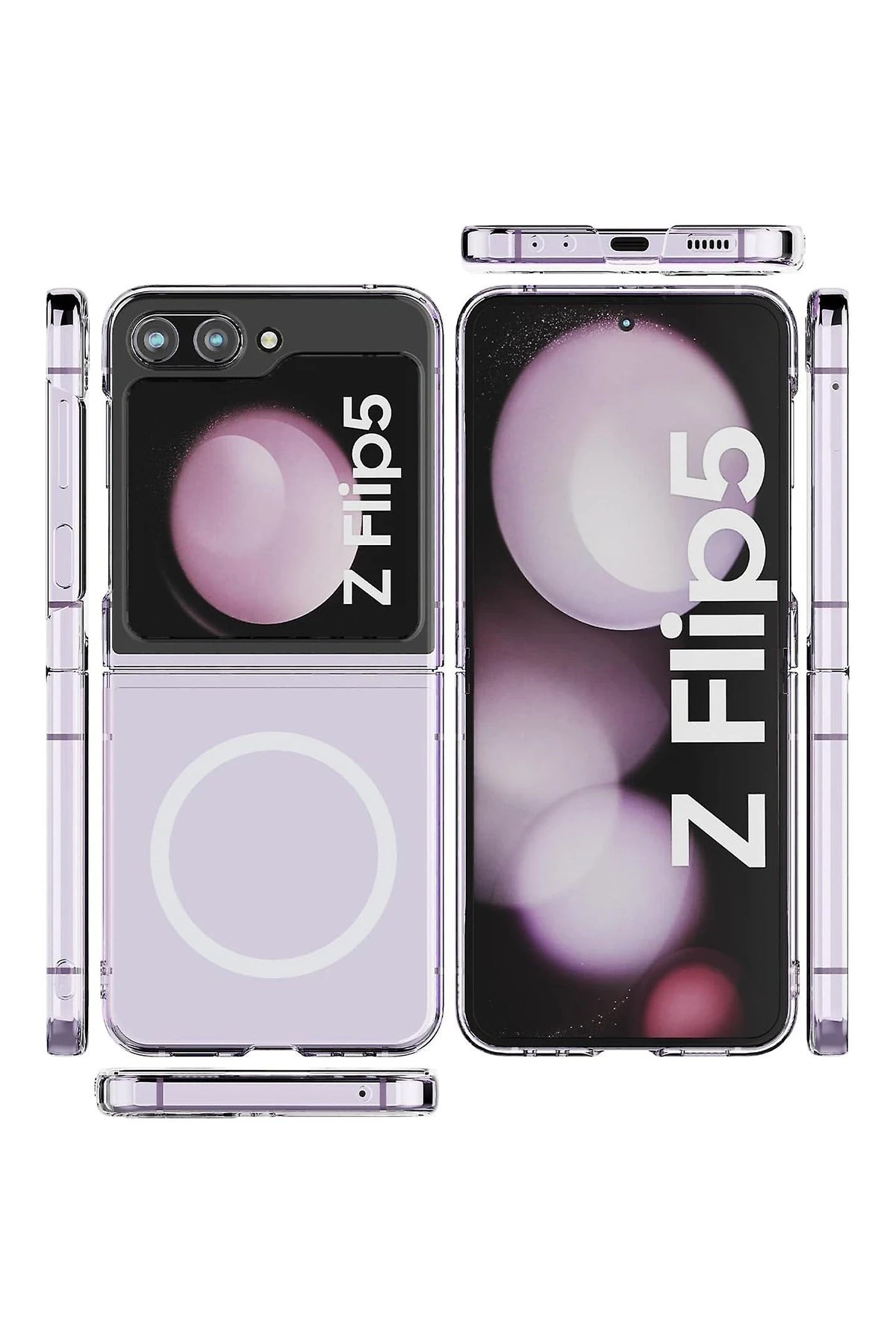 Newface Samsung Galaxy Z Flip 5 Kılıf Magneticsafe Şeffaf Silikon - Şeffaf — görsel 2