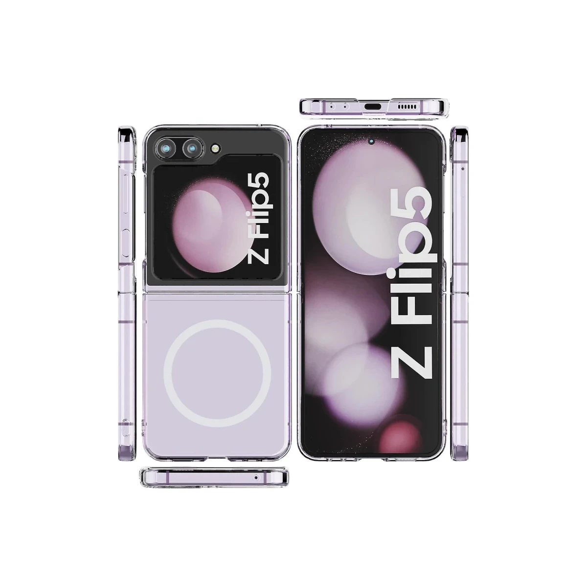 Newface Samsung Galaxy Z Flip 5 Kılıf Magneticsafe Şeffaf Silikon - Şeffaf — görsel 5