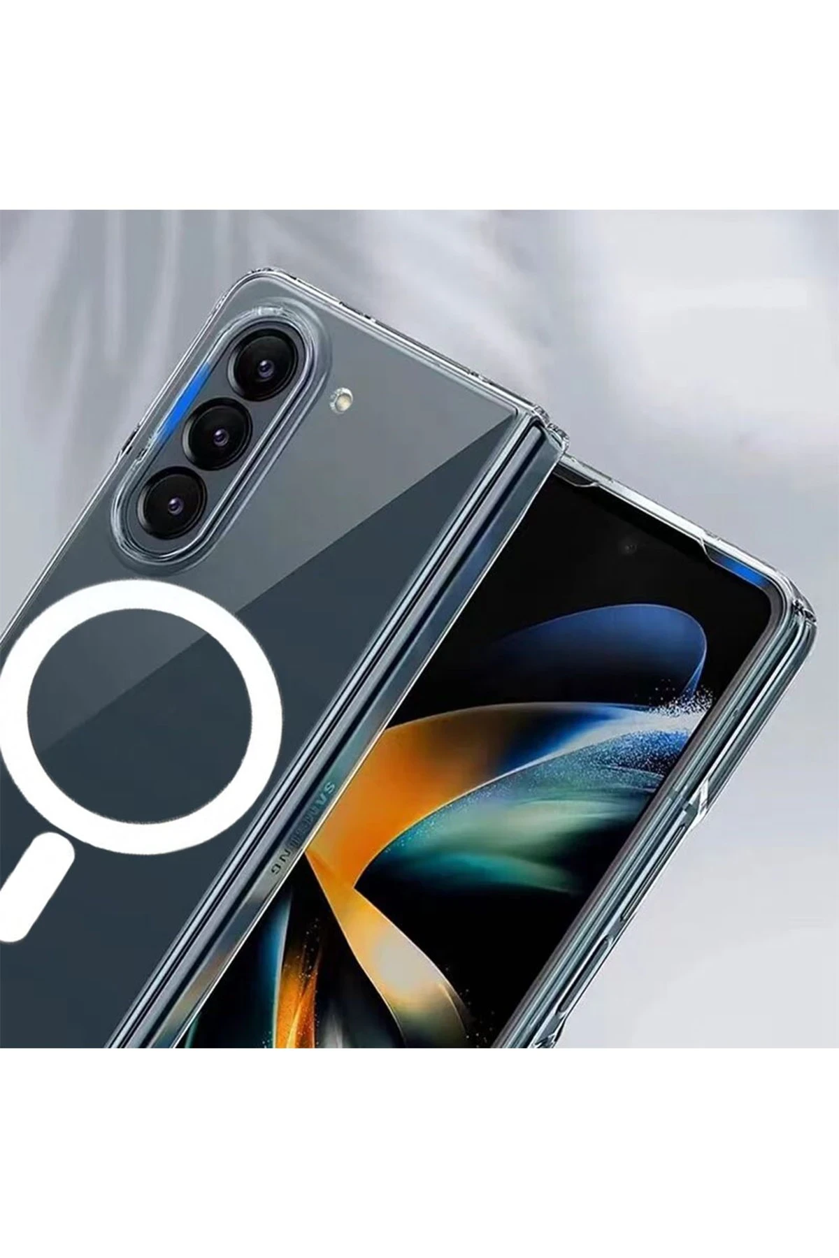 Newface Samsung Galaxy Z Fold 5 Kılıf Magneticsafe Şeffaf Silikon - Şeffaf — görsel 2