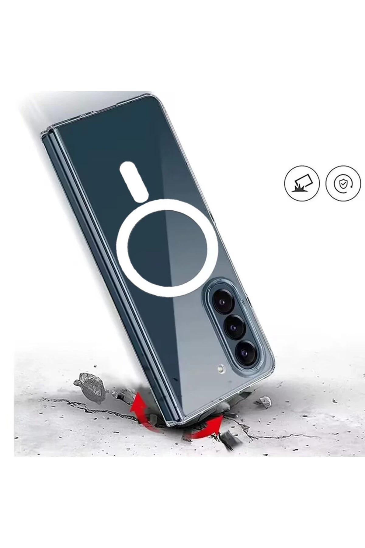 Newface Samsung Galaxy Z Fold 5 Kılıf Magneticsafe Şeffaf Silikon - Şeffaf — görsel 3
