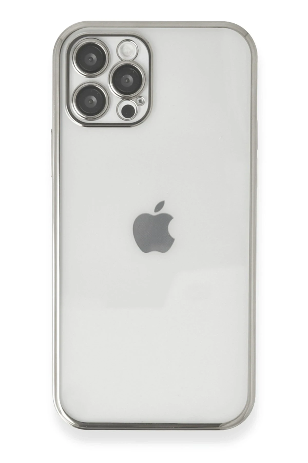 Newface iPhone 12 Pro Kılıf Razer Lensli Silikon - Gümüş