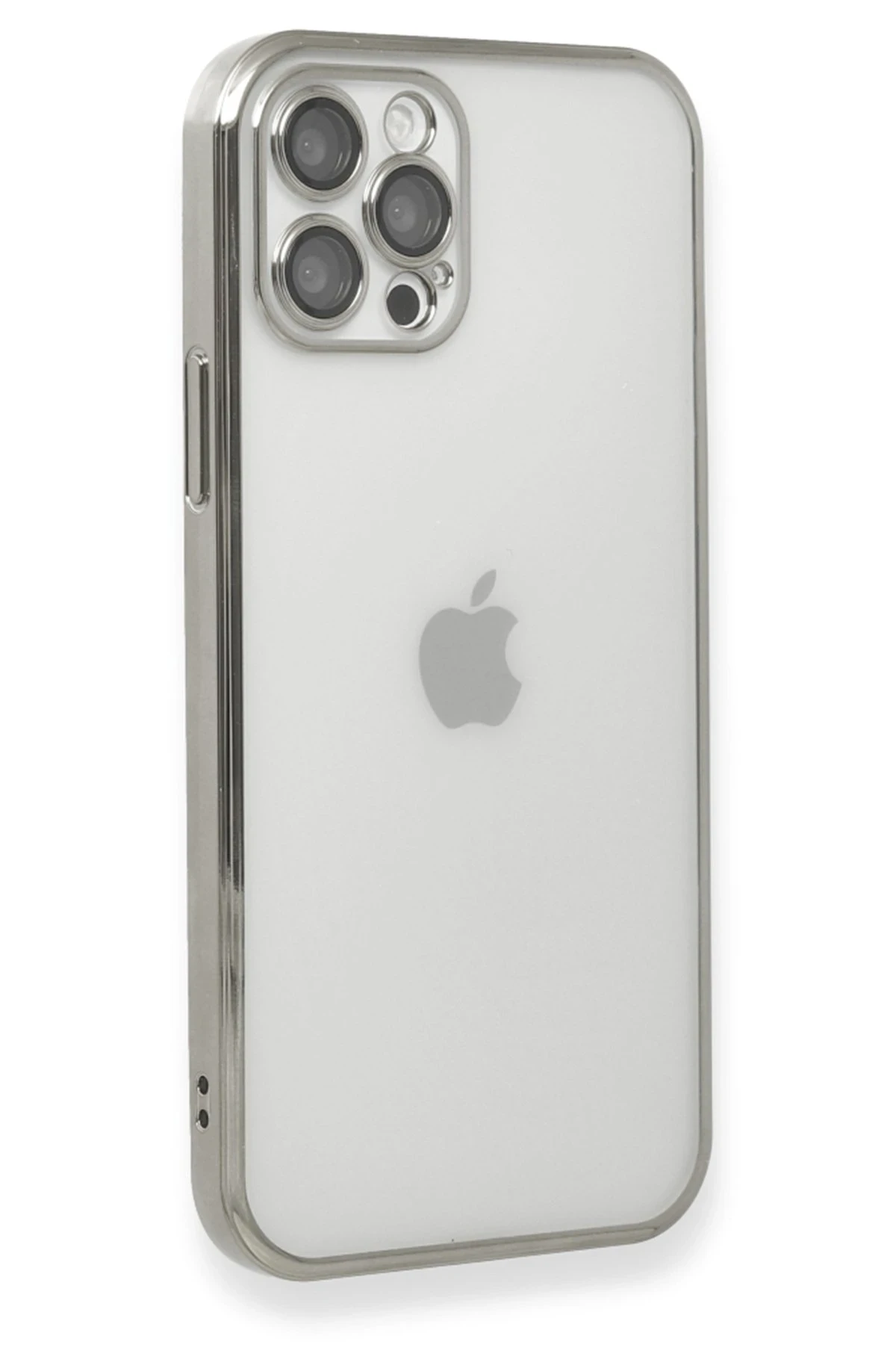 Newface iPhone 12 Pro Kılıf Razer Lensli Silikon - Gümüş