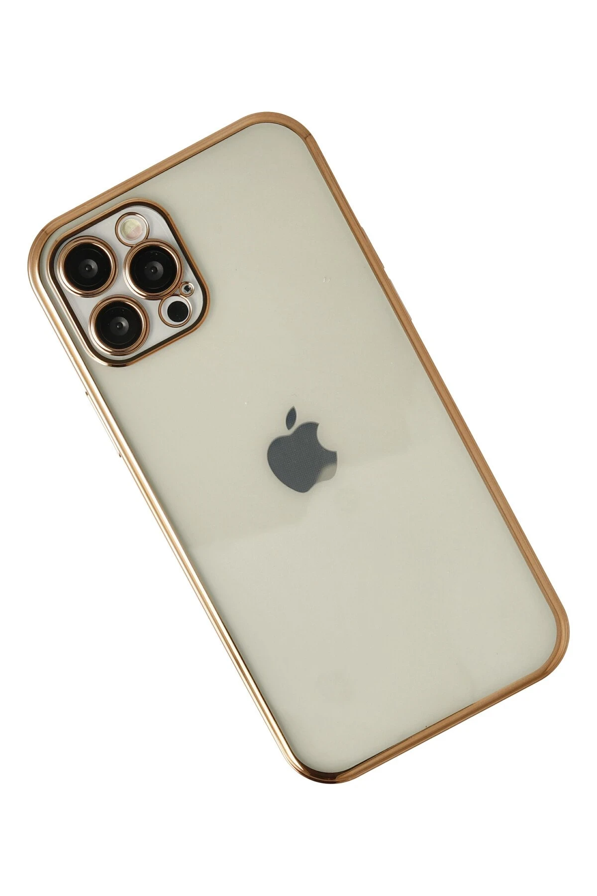 Newface iPhone 12 Pro Max Kılıf Razer Lensli Silikon - Gold