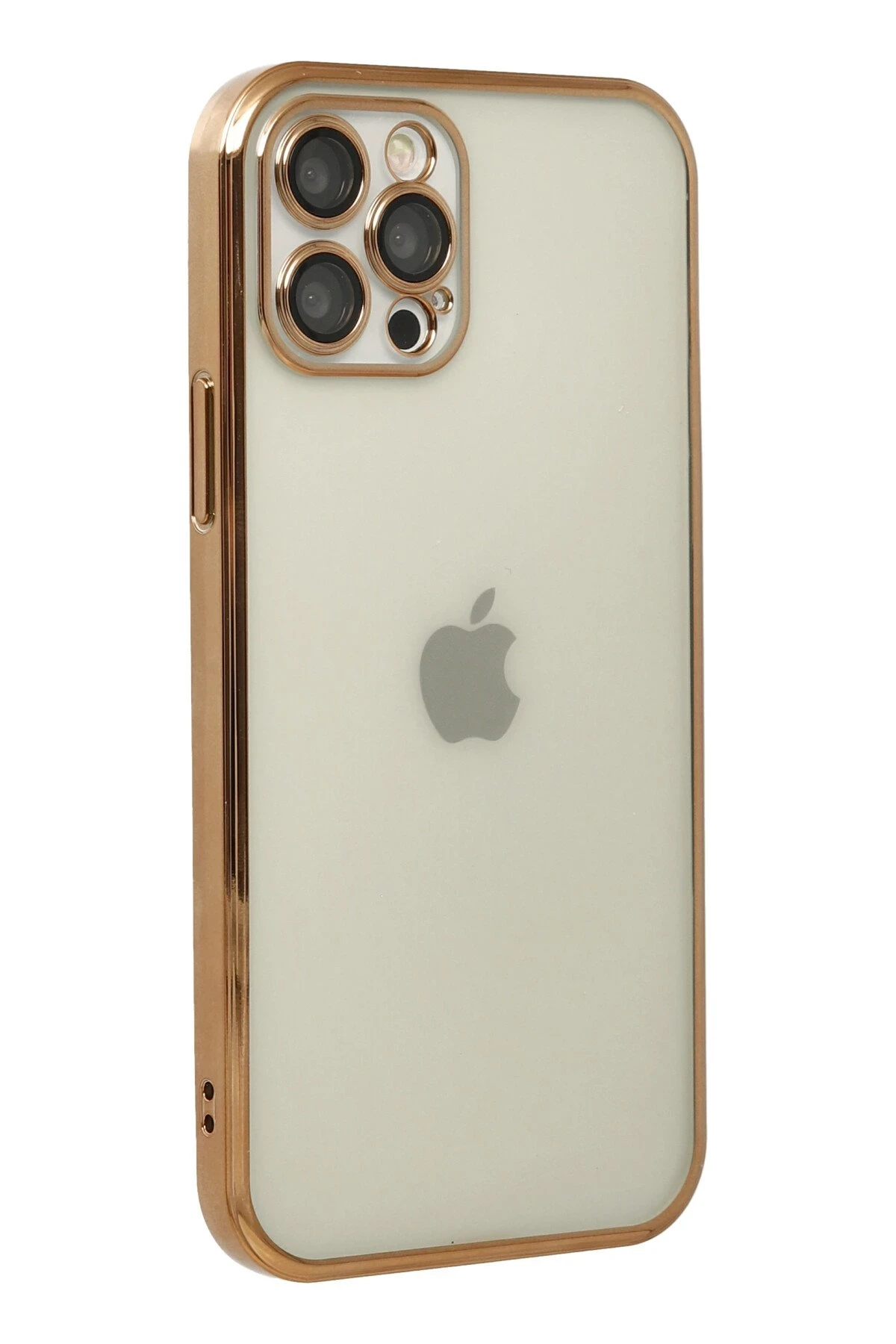 Newface iPhone 12 Pro Max Kılıf Razer Lensli Silikon - Gold