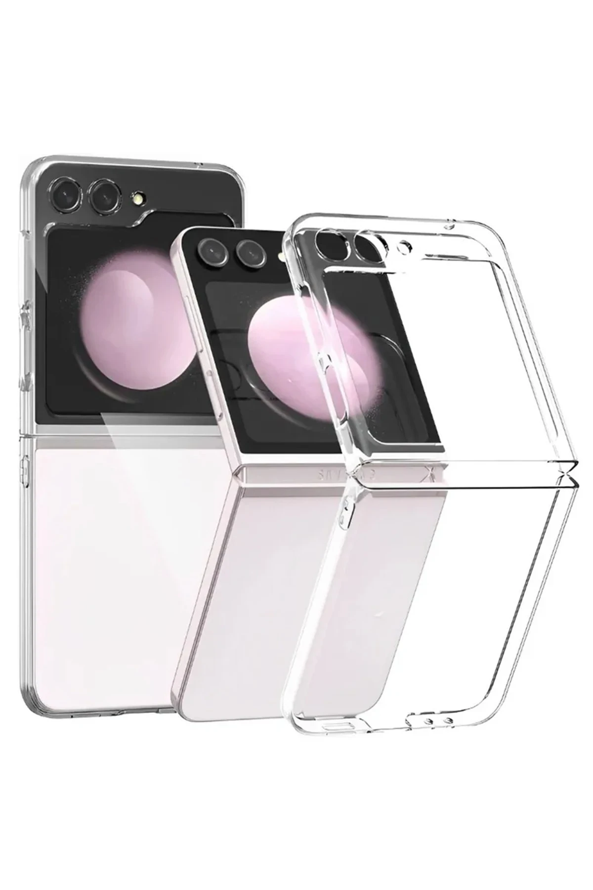 Newface Samsung Galaxy Z Flip 5 Kılıf Fold TPU Silikon - Şeffaf