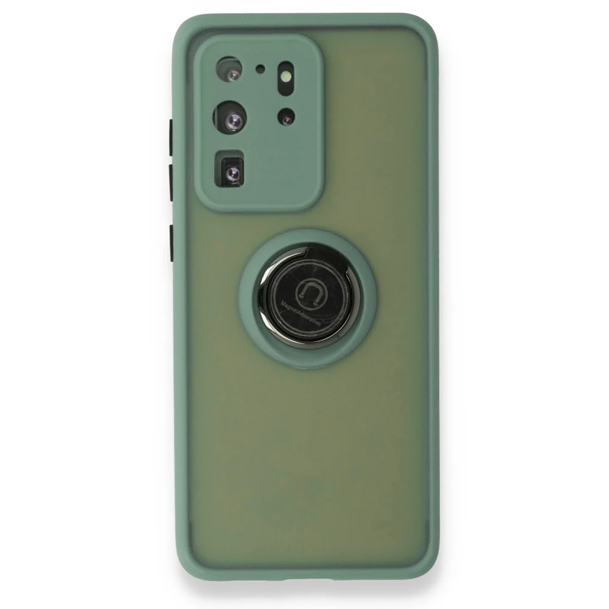 Newface Samsung Galaxy S20 Ultra Kılıf Montreal Yüzüklü Silikon Kapak - Yeşil — görsel 4
