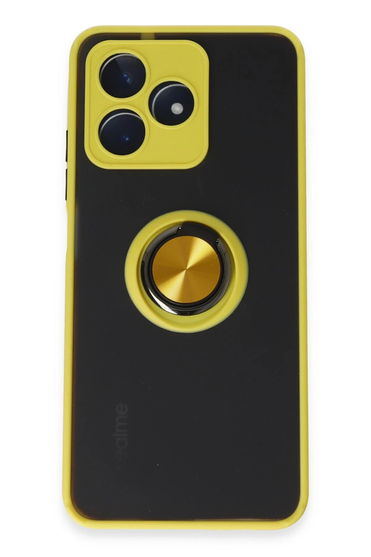 Newface Realme C53 Kılıf Montreal Yüzüklü Silikon Kapak - Sarı