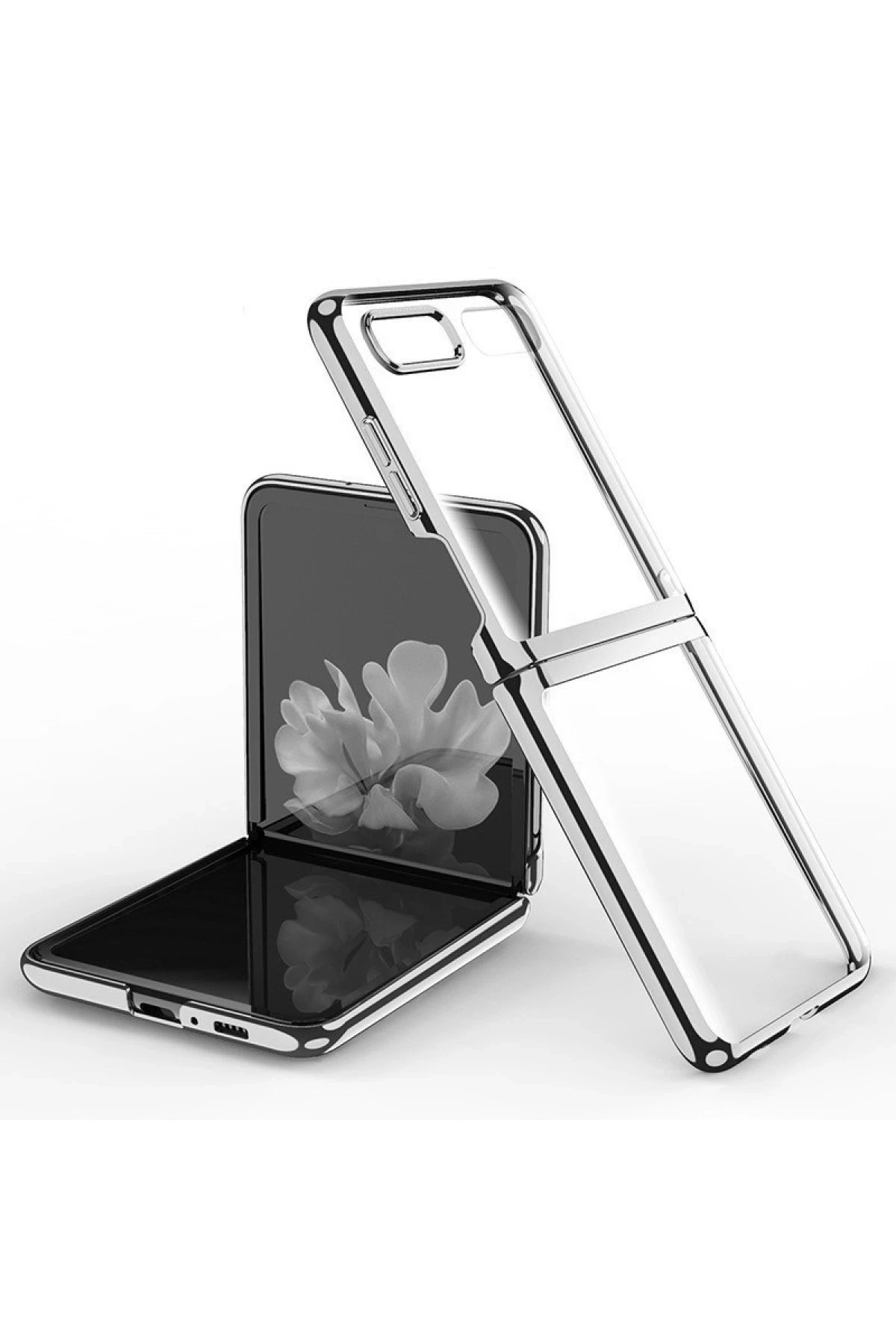 Newface Samsung Galaxy Z Flip 4 Kılıf Fold Element Kapak - Gümüş