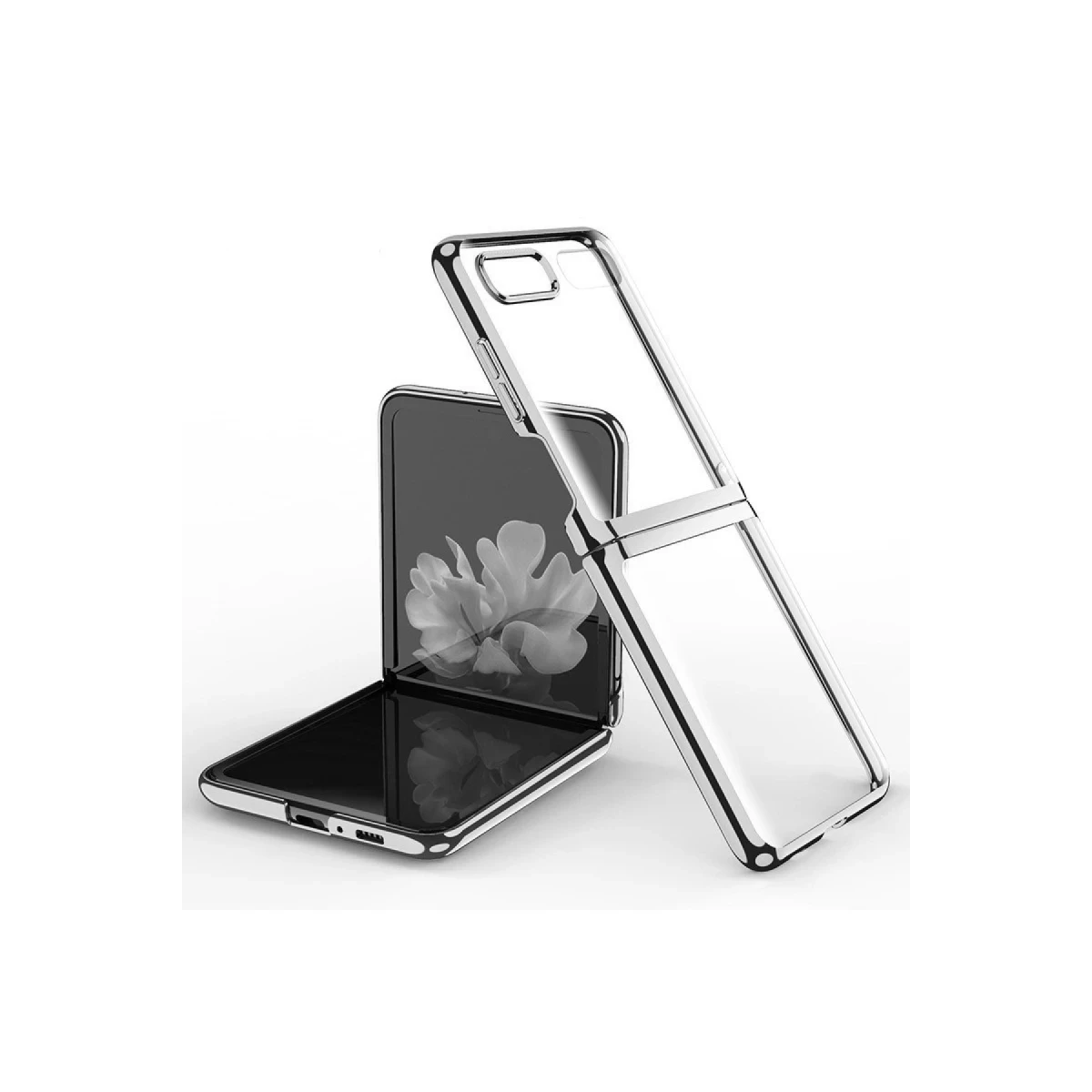 Newface Samsung Galaxy Z Flip 4 Kılıf Fold Element Kapak - Gümüş