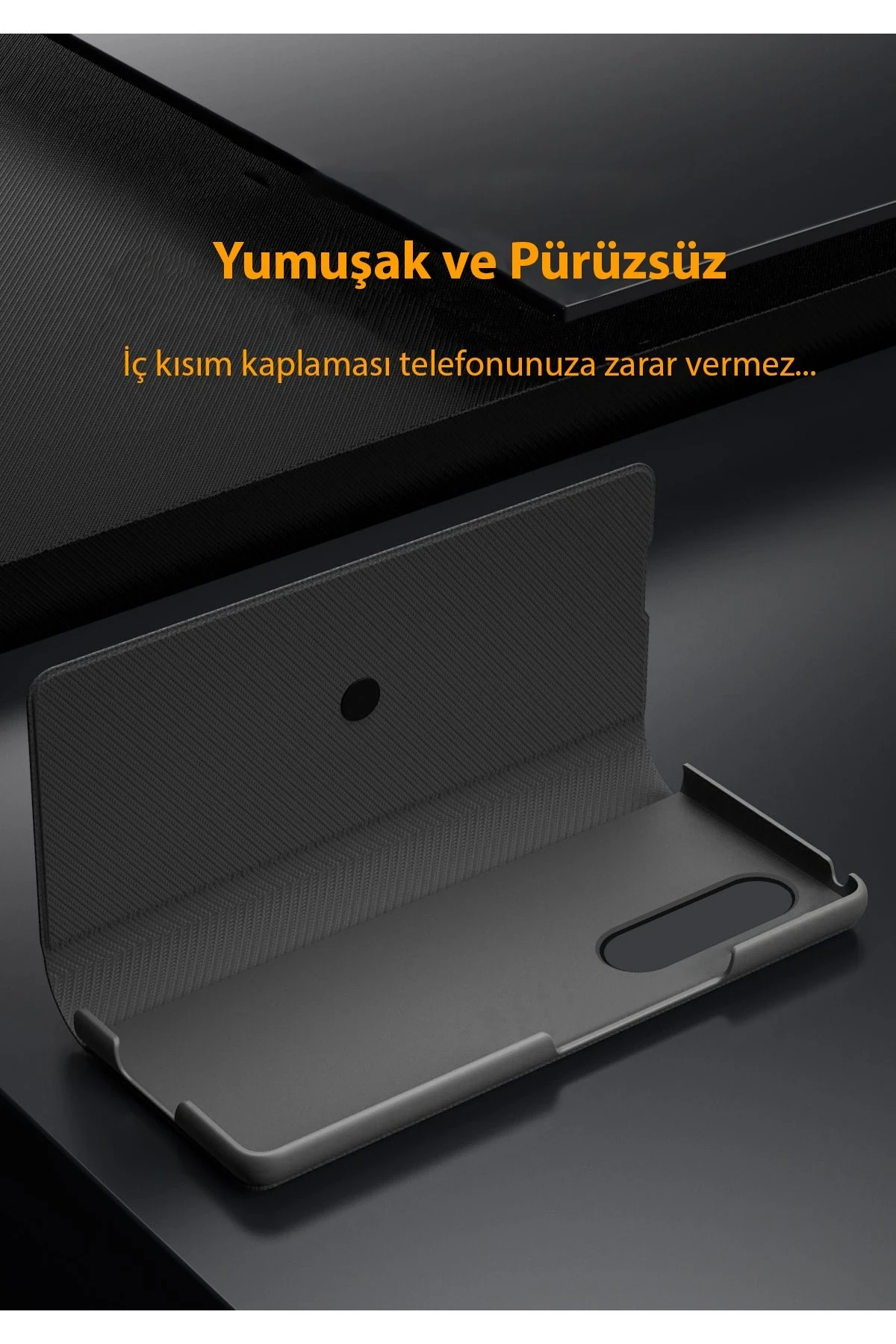 Newface Samsung Galaxy Z Fold 3 Kılıf Fold Karbon Kapak - Siyah — görsel 2