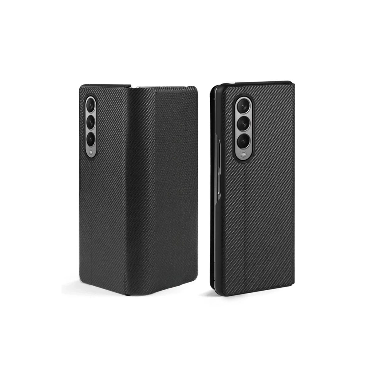 Newface Samsung Galaxy Z Fold 4 Kılıf Fold Karbon Kapak - Siyah — görsel 7