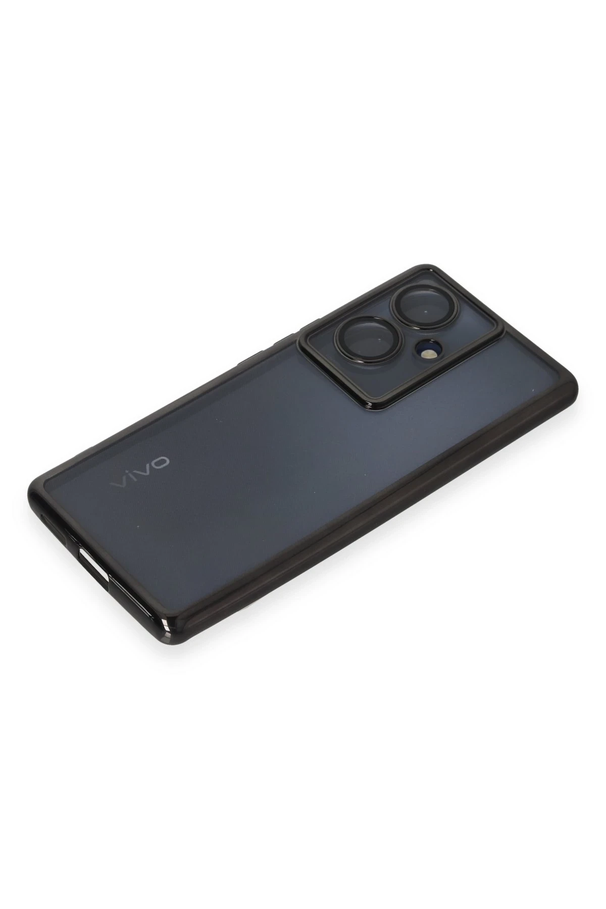Newface Vivo V29 Lite Kılıf Razer Lensli Silikon - Siyah