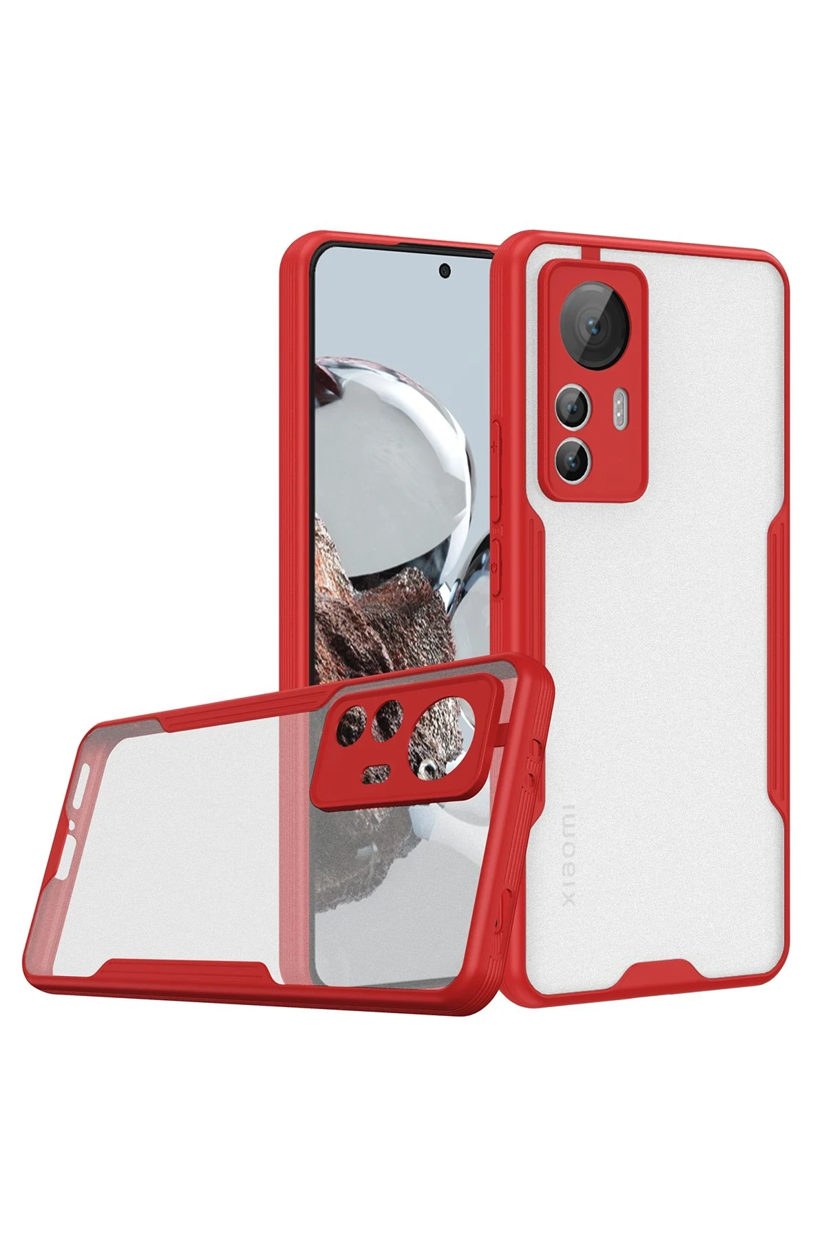 Newface Xiaomi Mi 12T Kılıf Platin Silikon - Kırmızı