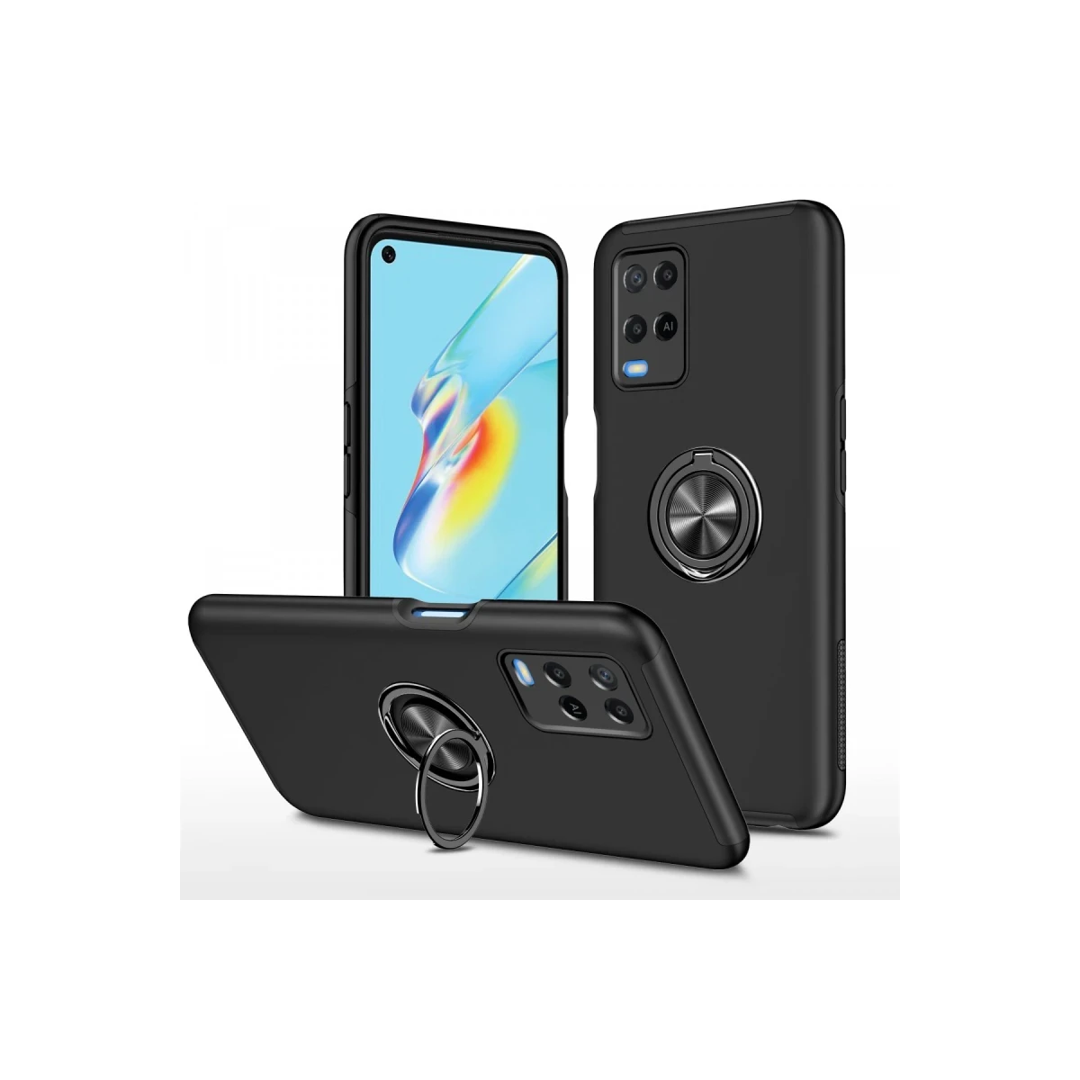 Newface Oppo A54 4G Kılıf Elit Yüzüklü Kapak - Siyah — görsel 8