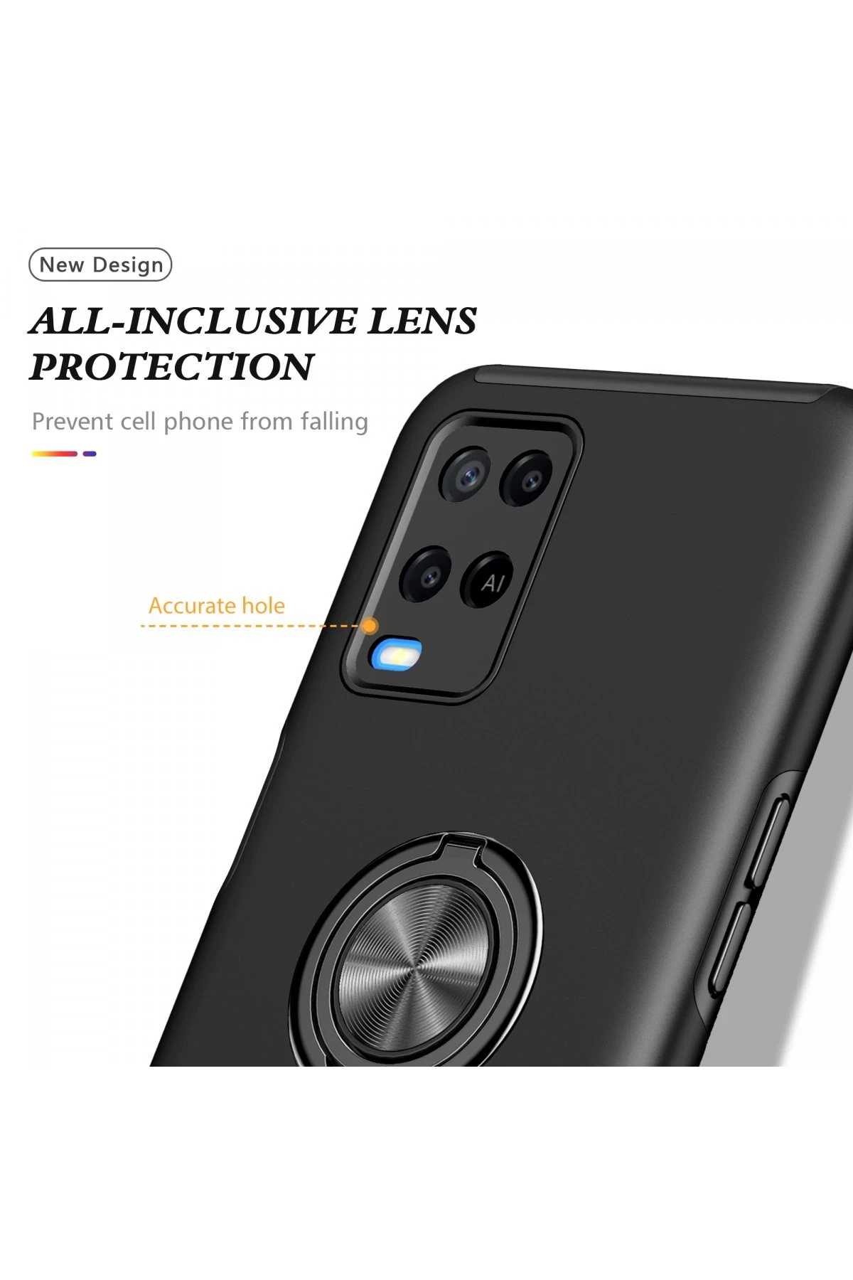 Newface Oppo A54 4G Kılıf Elit Yüzüklü Kapak - Siyah — görsel 7