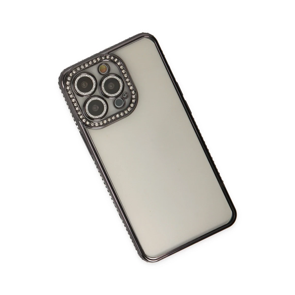 Newface Apple iPhone 14 Pro Kılıf Joke Taşlı Silikon - Siyah — görsel 6