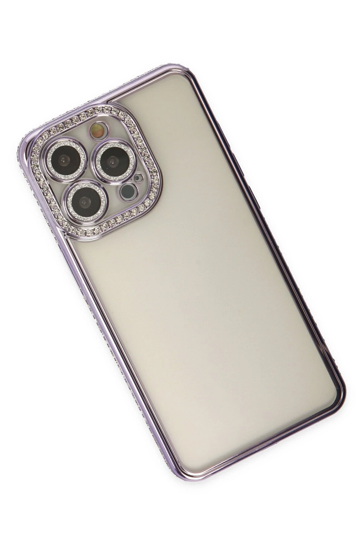 Newface iPhone 14 Pro Kılıf Joke Taşlı Silikon - Mor