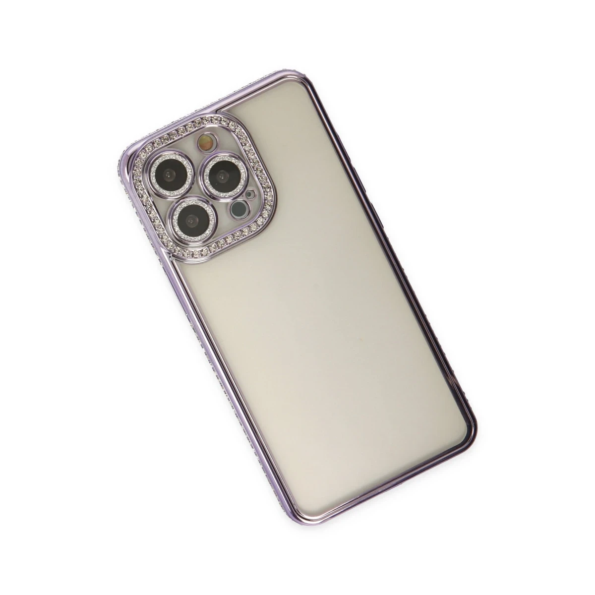 Apple iPhone 14 Pro Kılıf Joke Taşlı Silikon - Mor