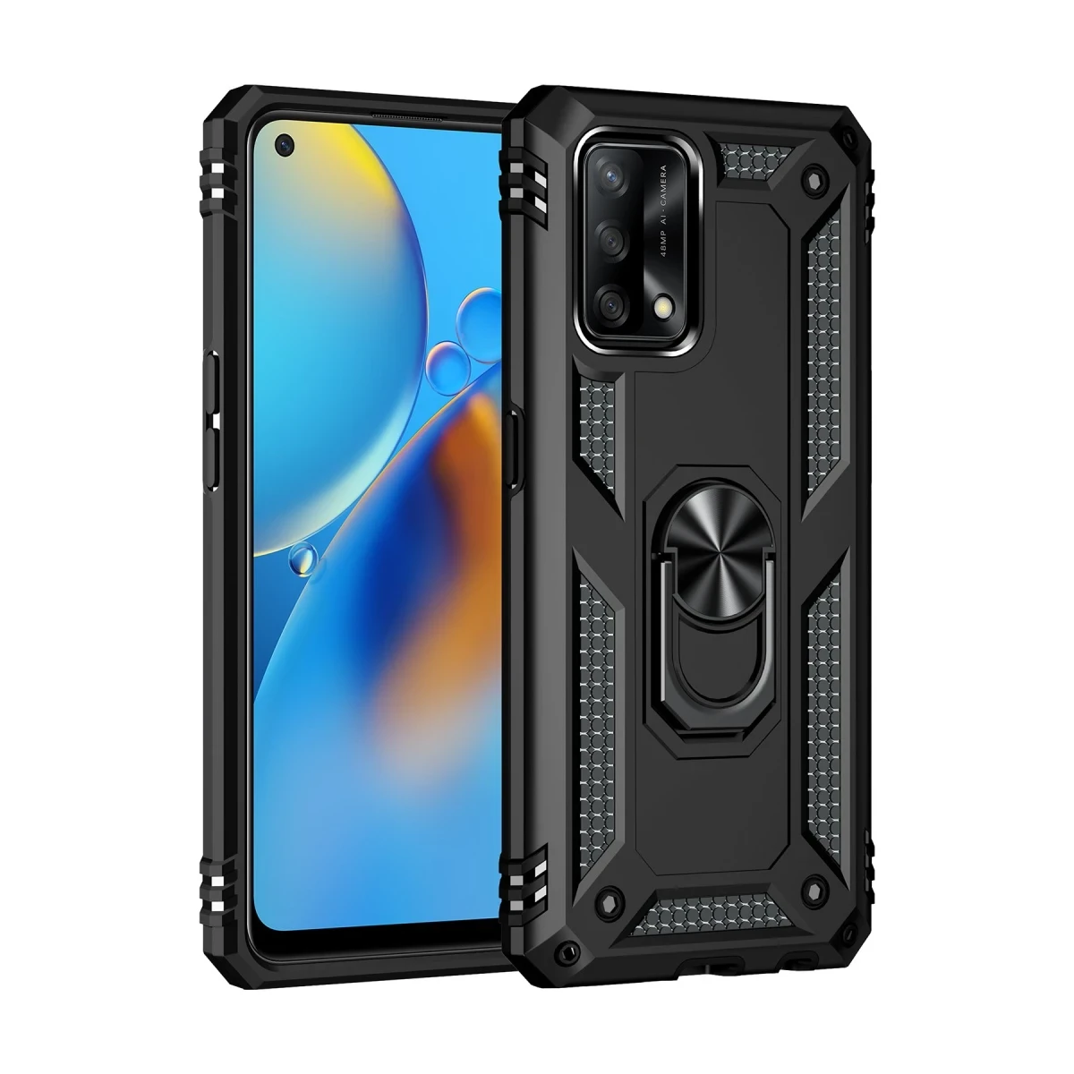 Newface Oppo A74 4G Kılıf Sofya Yüzüklü Silikon Kapak - Siyah — görsel 9