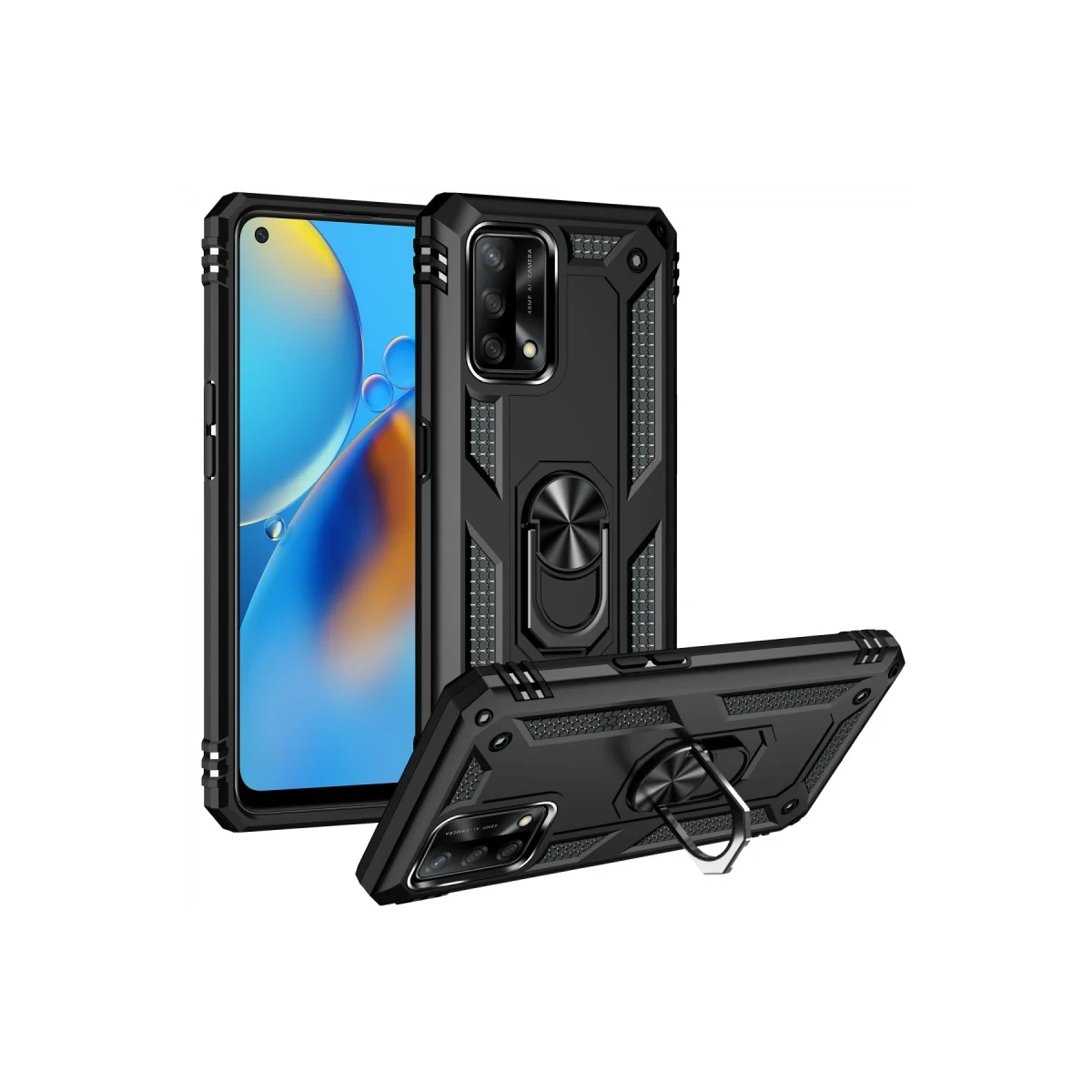 Newface Oppo A74 4G Kılıf Sofya Yüzüklü Silikon Kapak - Siyah — görsel 10